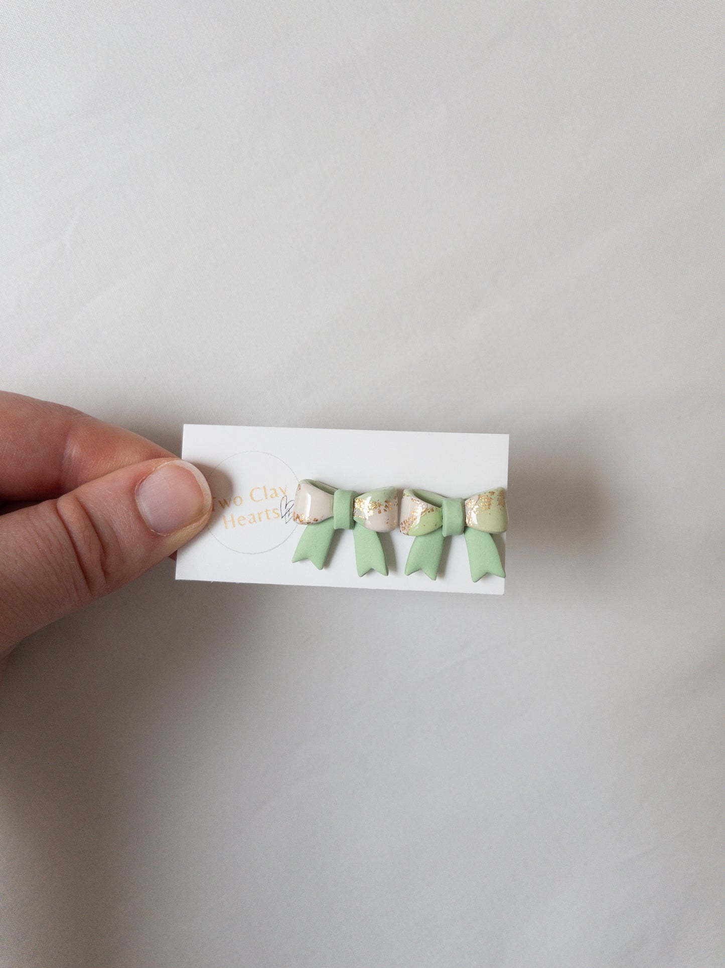 Half Gold Polymer Clay Christmas Bow Studs