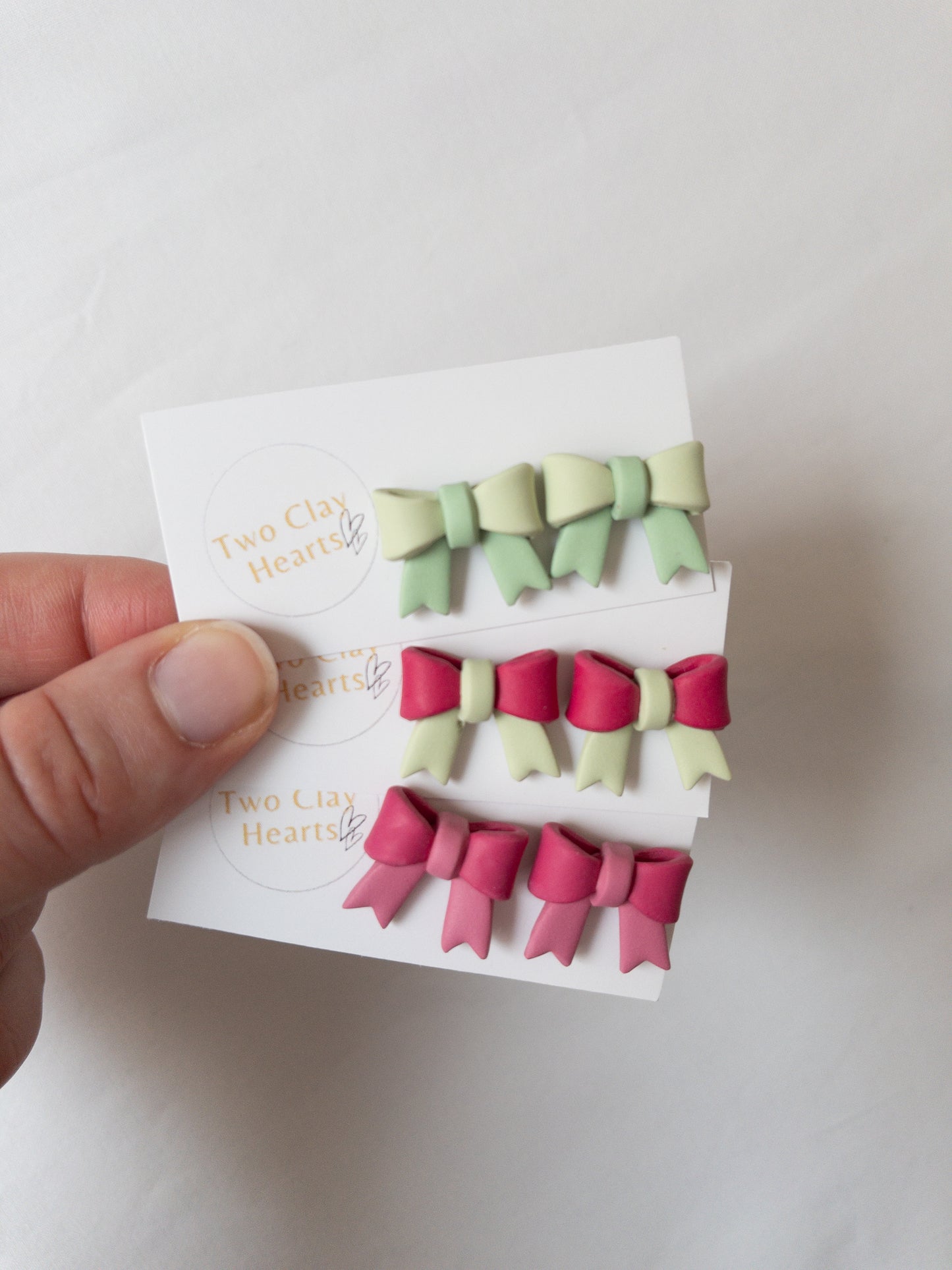 Simple Polymer Clay Christmas Bow Stud Earrings