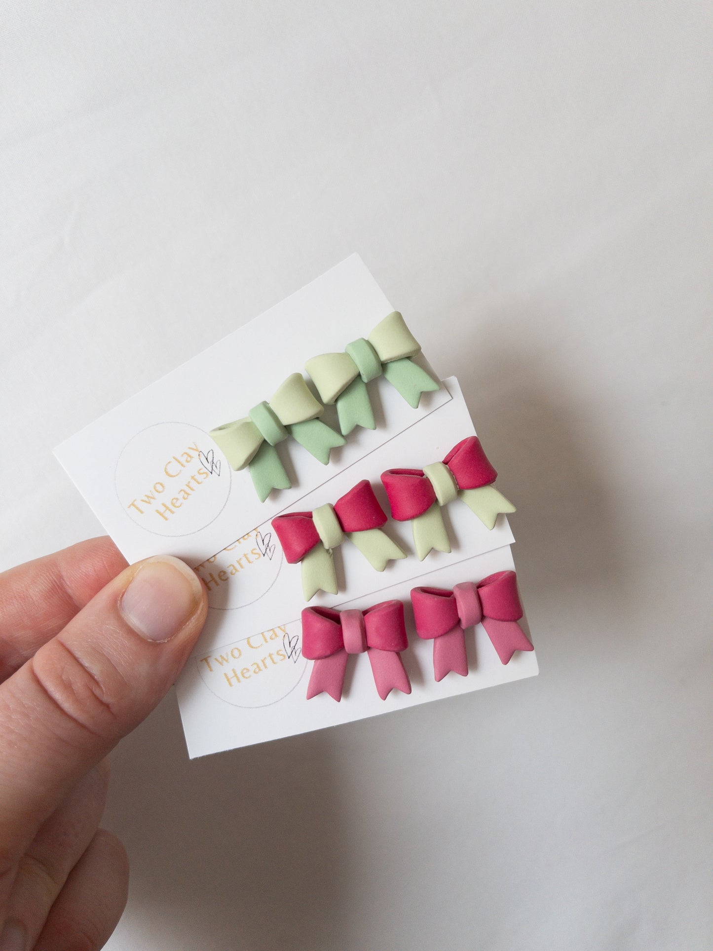 Simple Polymer Clay Christmas Bow Stud Earrings