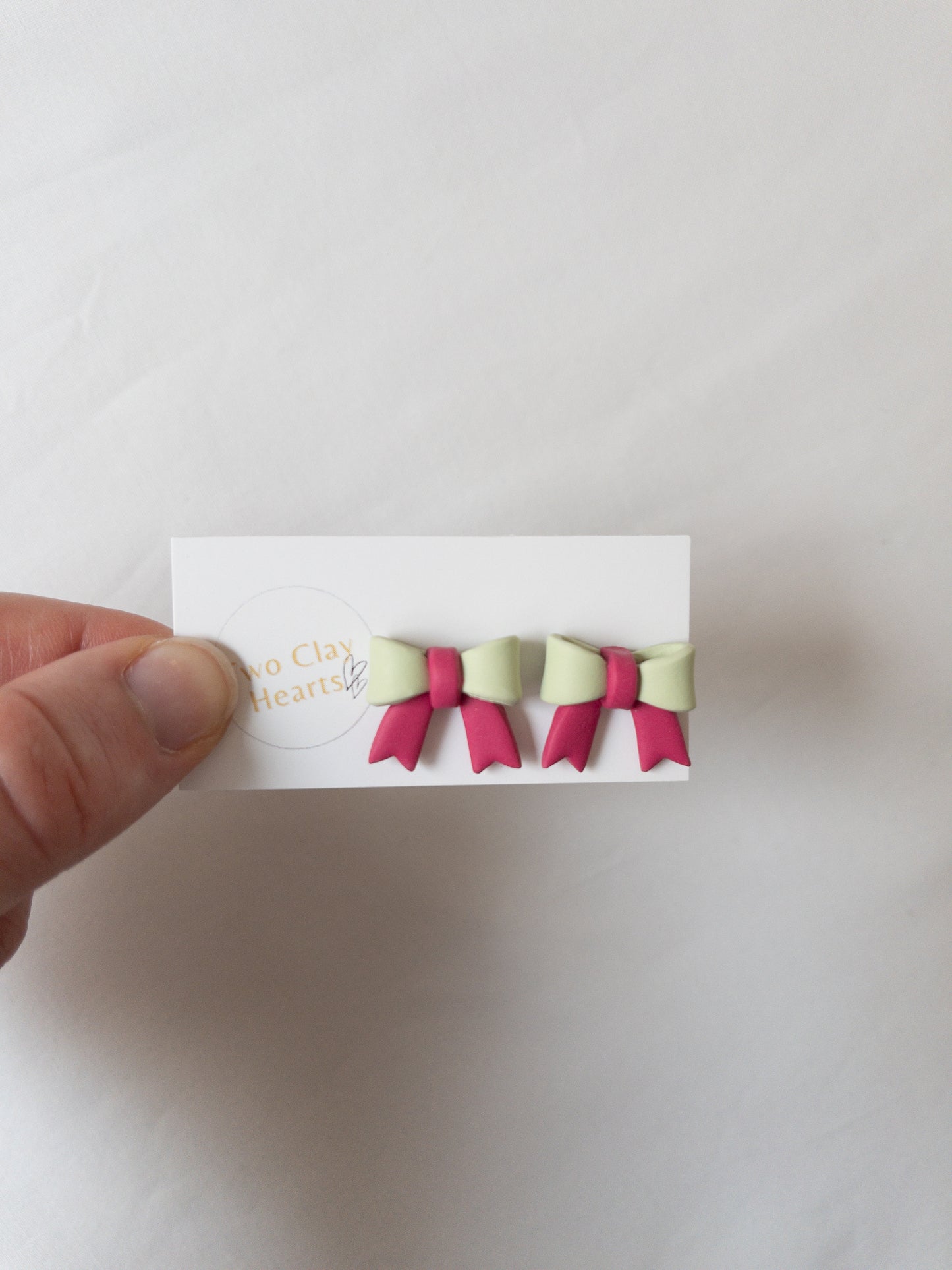 Simple Polymer Clay Christmas Bow Stud Earrings