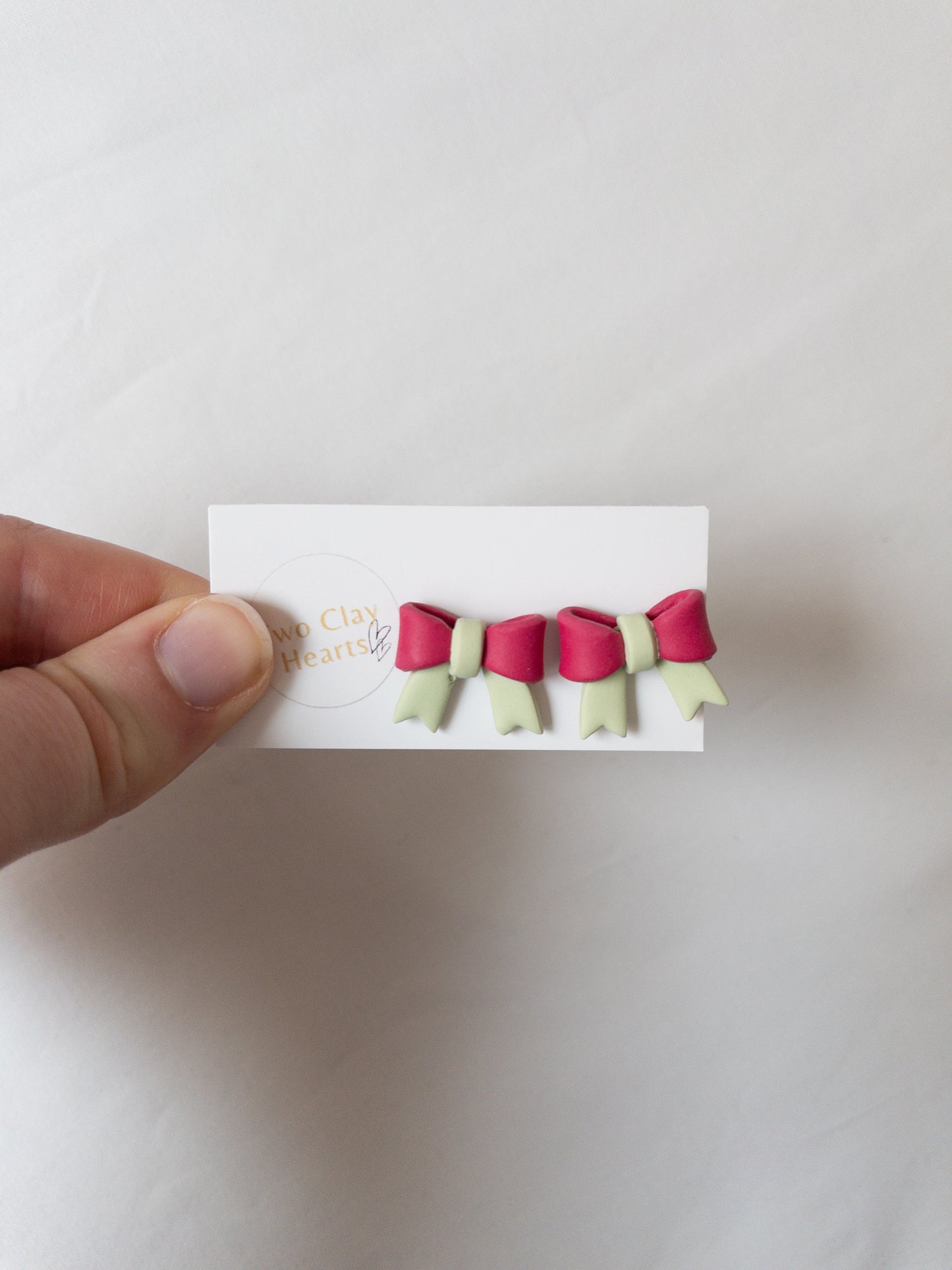 Simple Polymer Clay Christmas Bow Stud Earrings