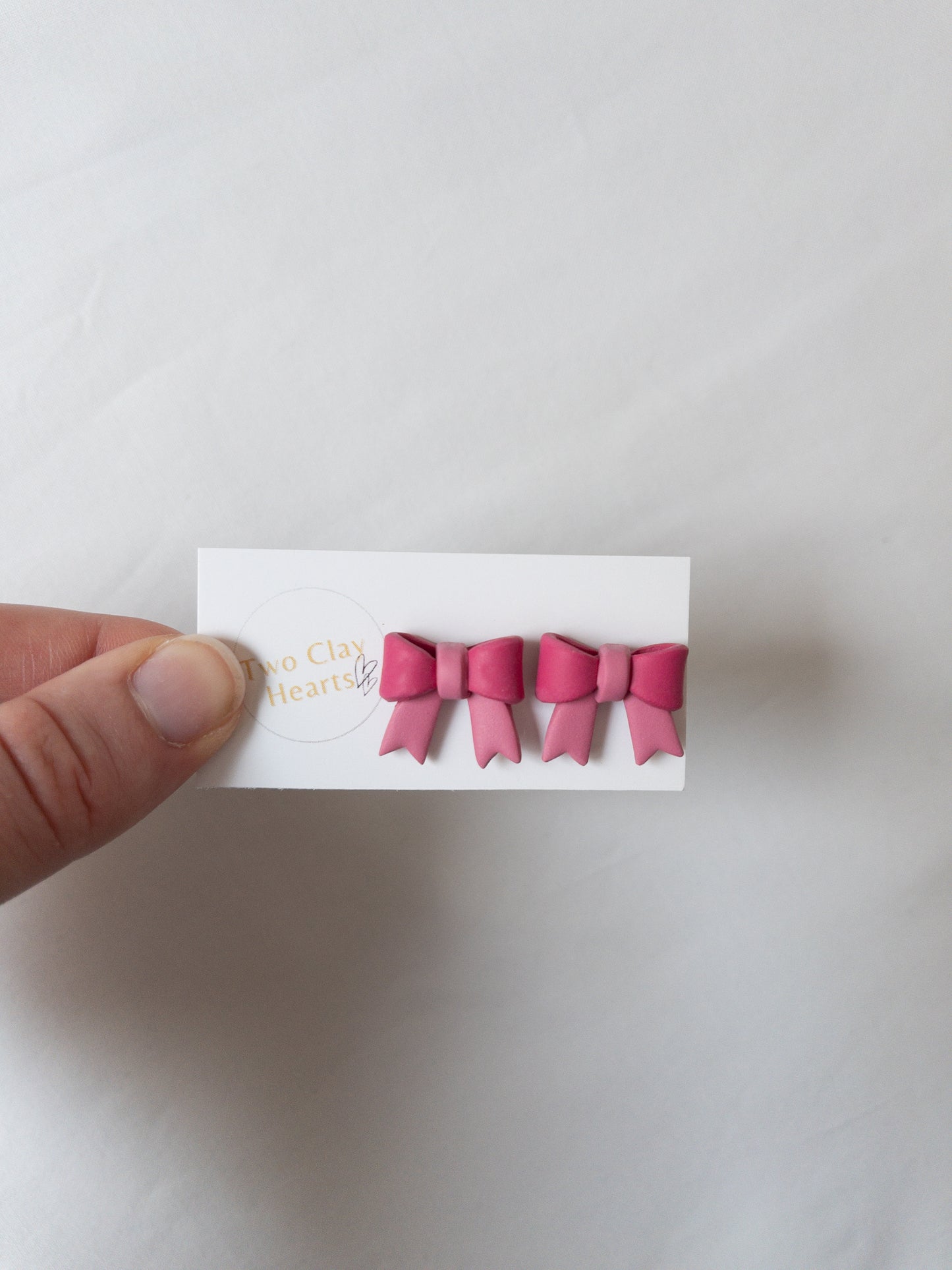 Simple Polymer Clay Christmas Bow Stud Earrings