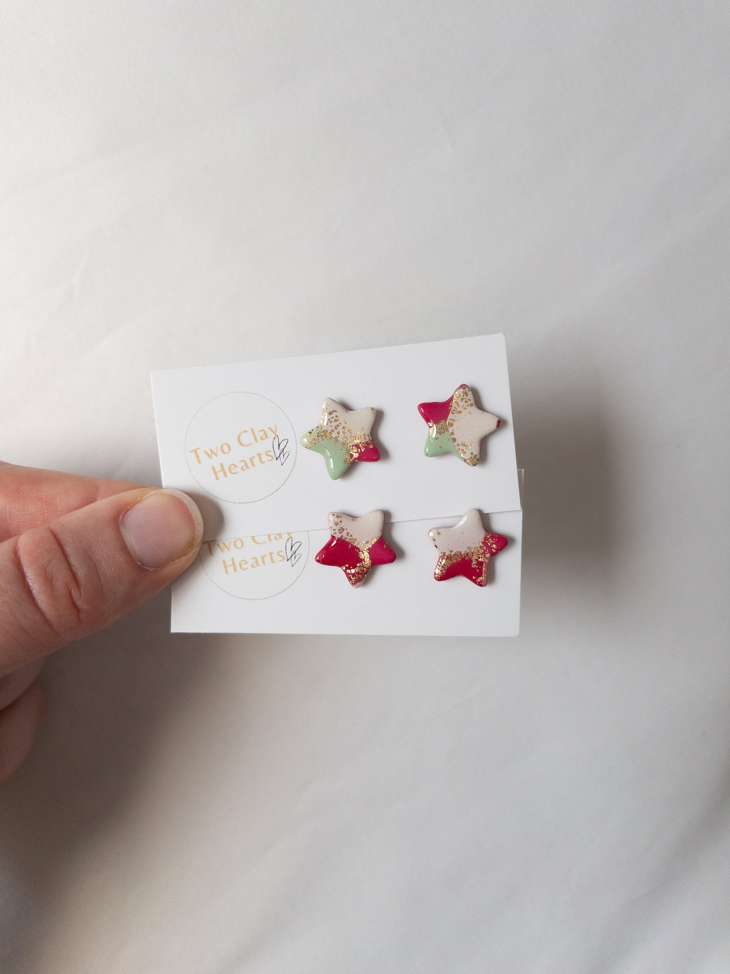Christmas Star Polymer Clay Studs