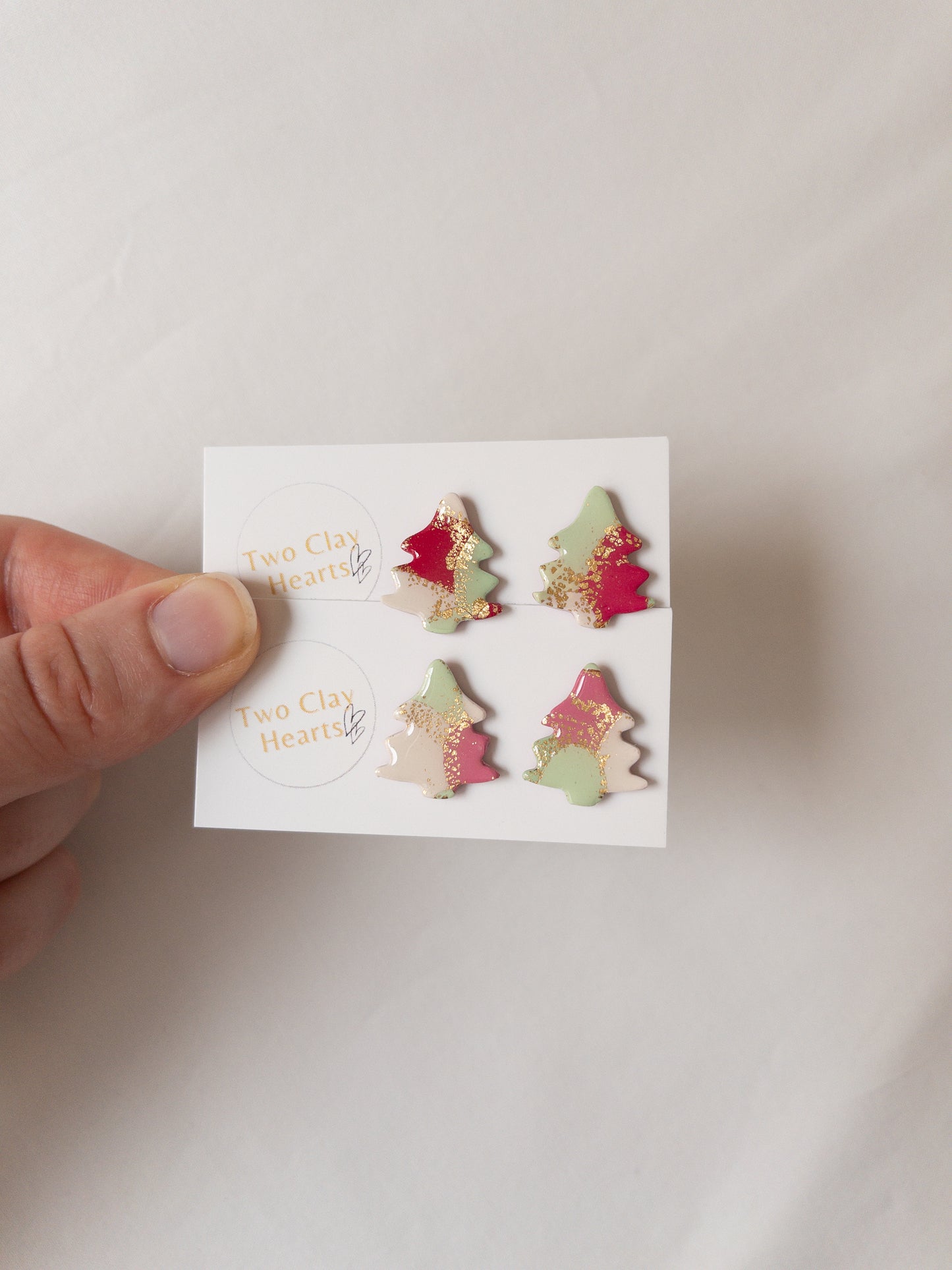 Christmas Tree Polymer Clay Studs