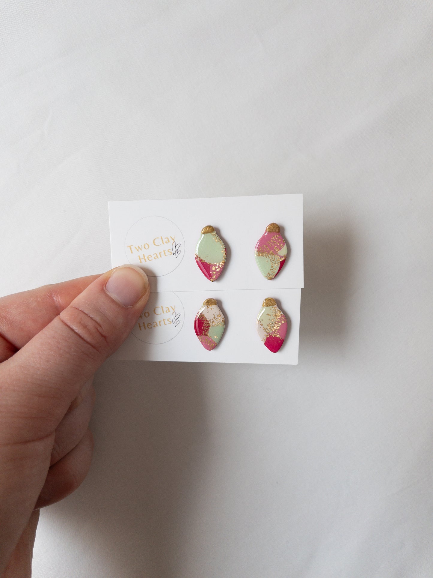 Christmas Light Polymer Clay Studs