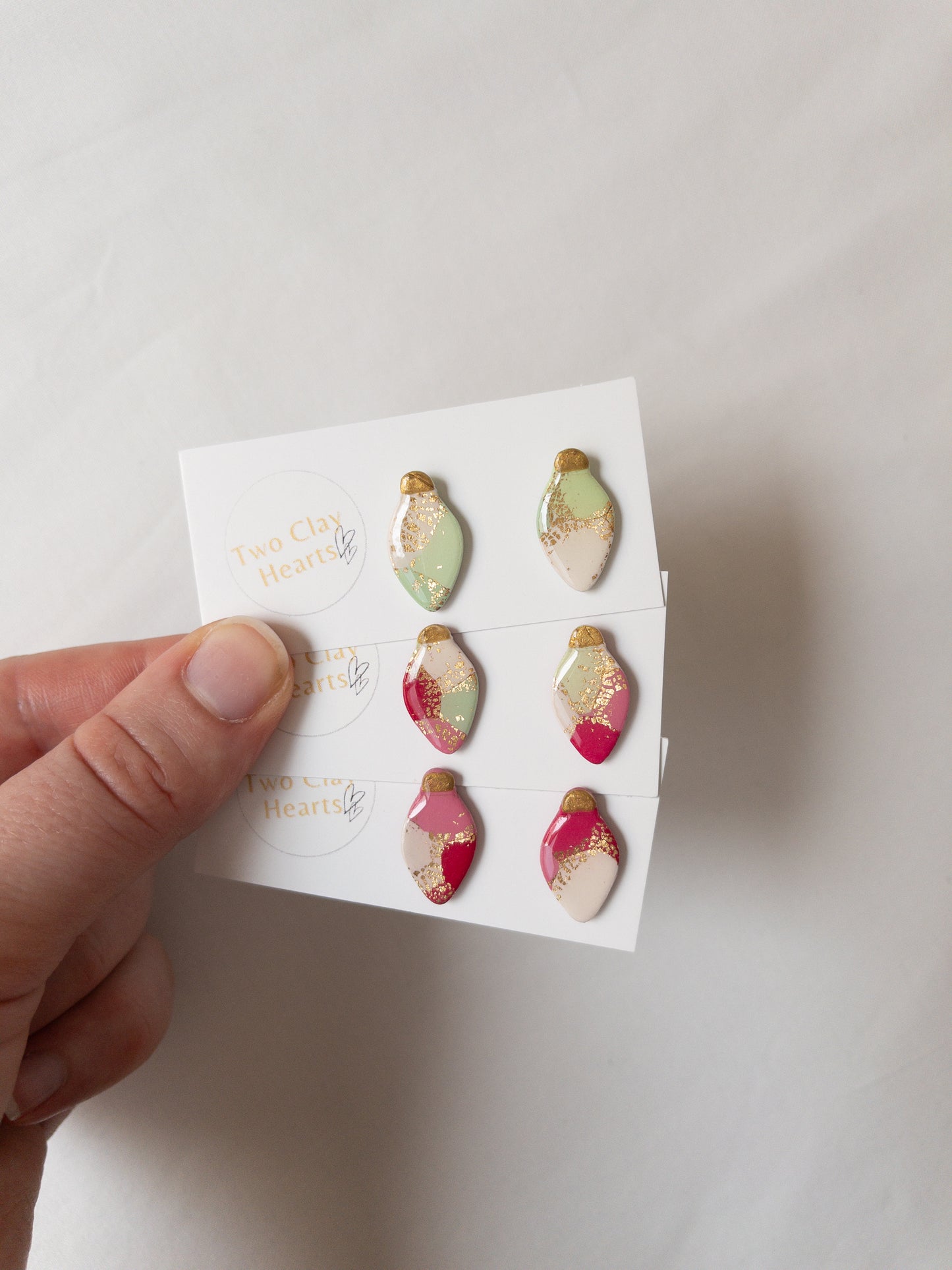 Christmas Light Polymer Clay Studs