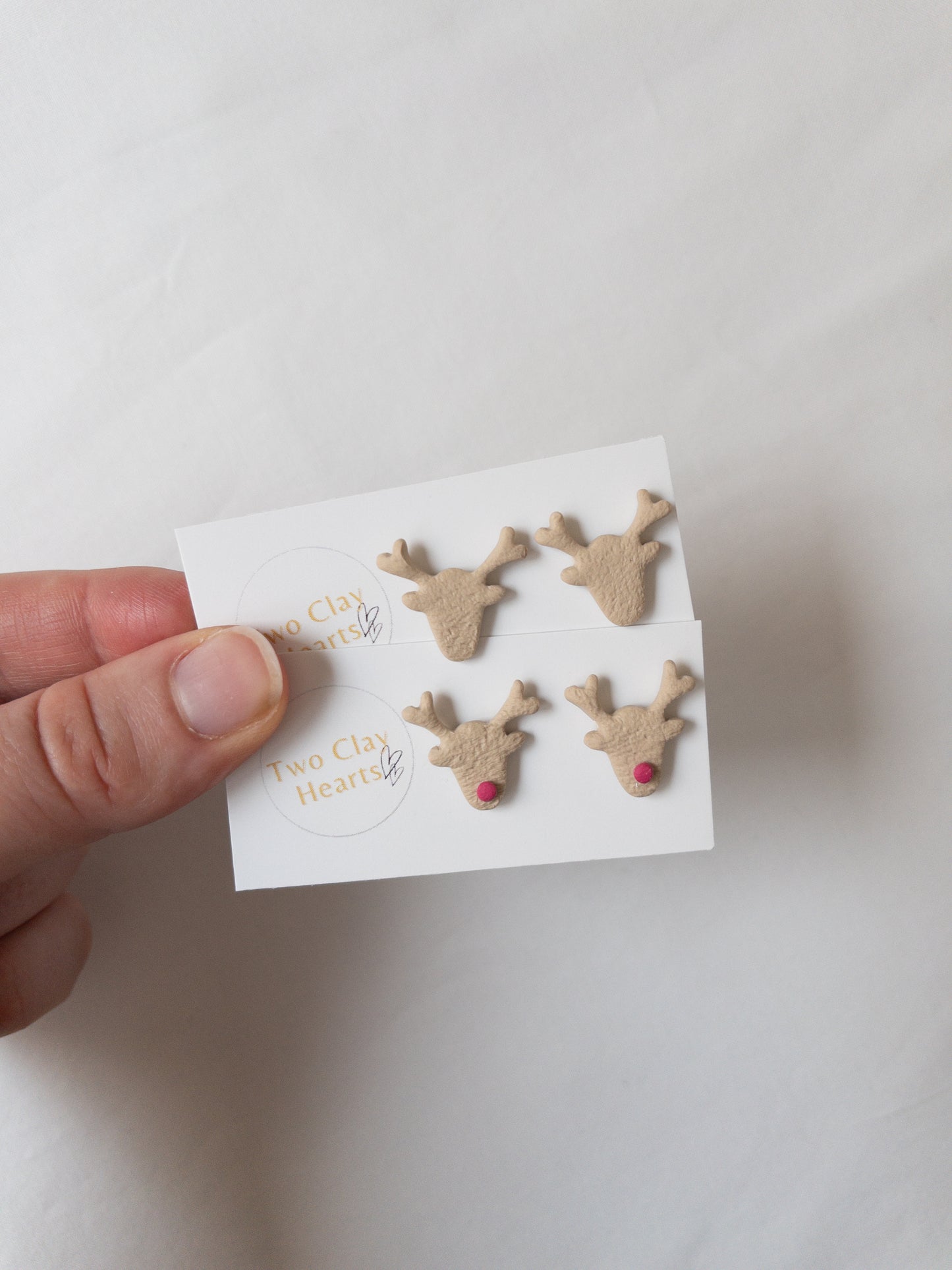 Christmas Reindeer Polymer Clay Studs
