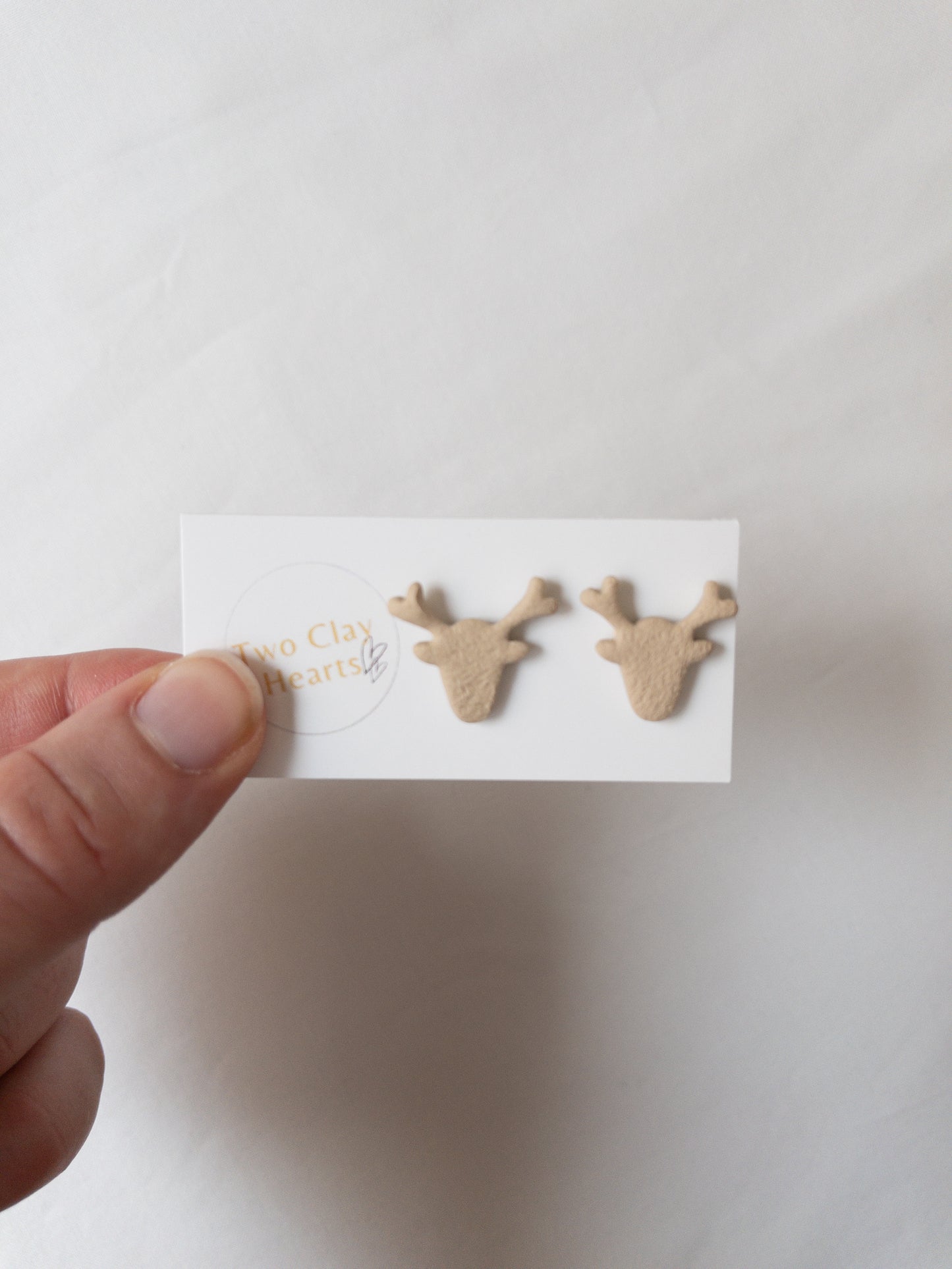Christmas Reindeer Polymer Clay Studs