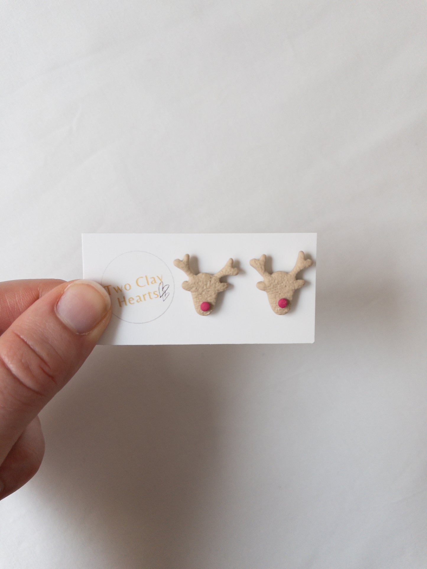 Christmas Reindeer Polymer Clay Studs