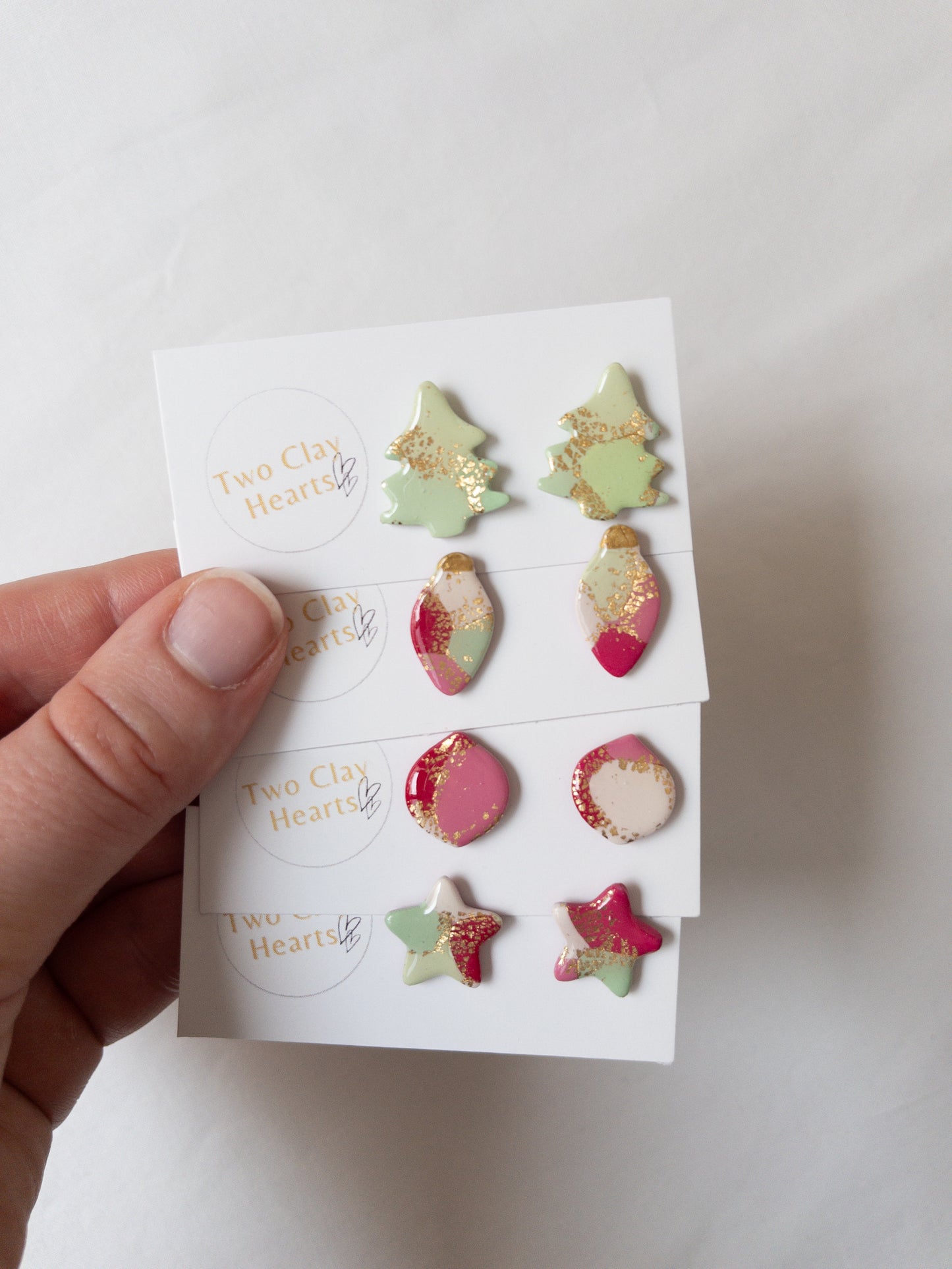 Christmas Teardrop Polymer Clay Studs