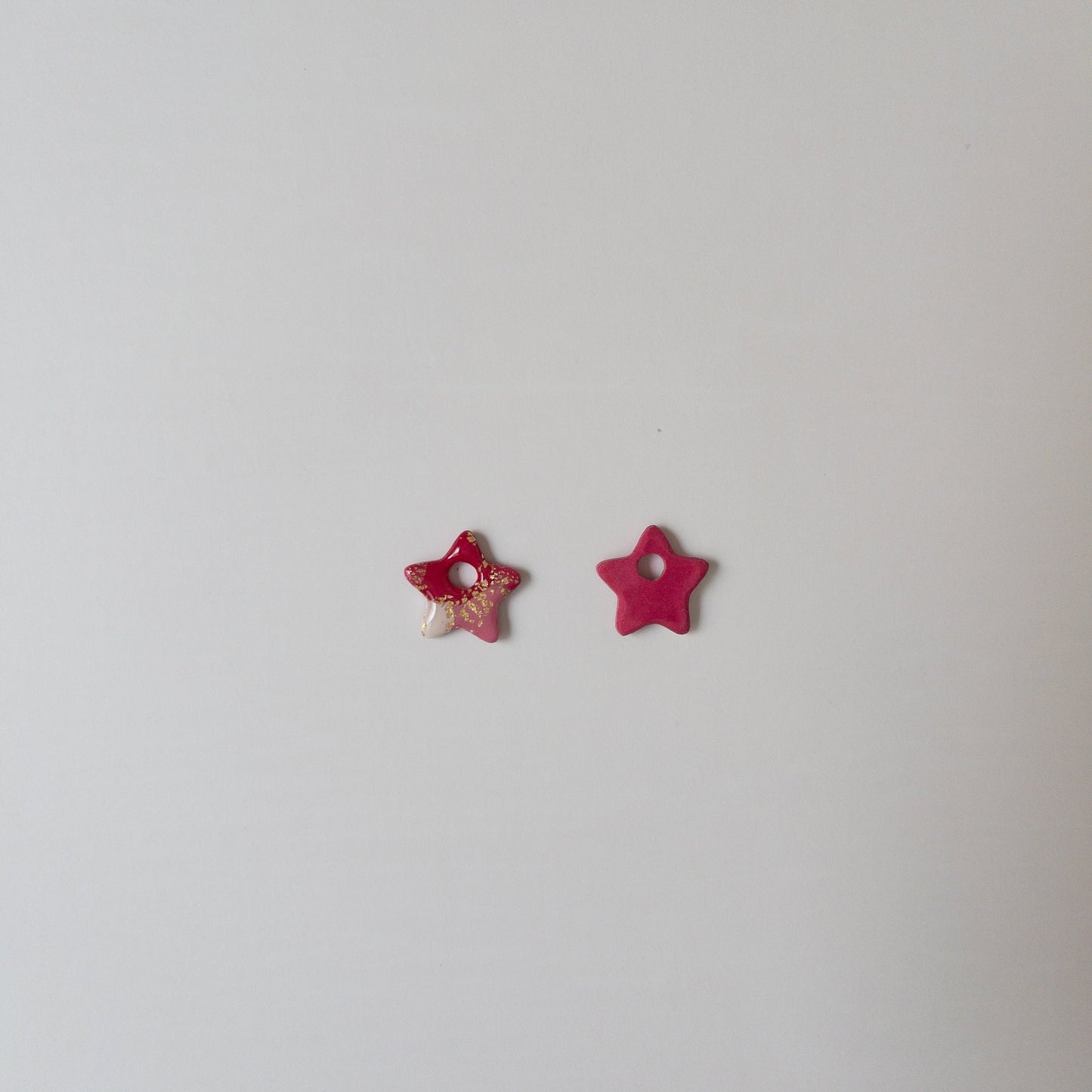 Red Christmas Star Clay Hoop Charm