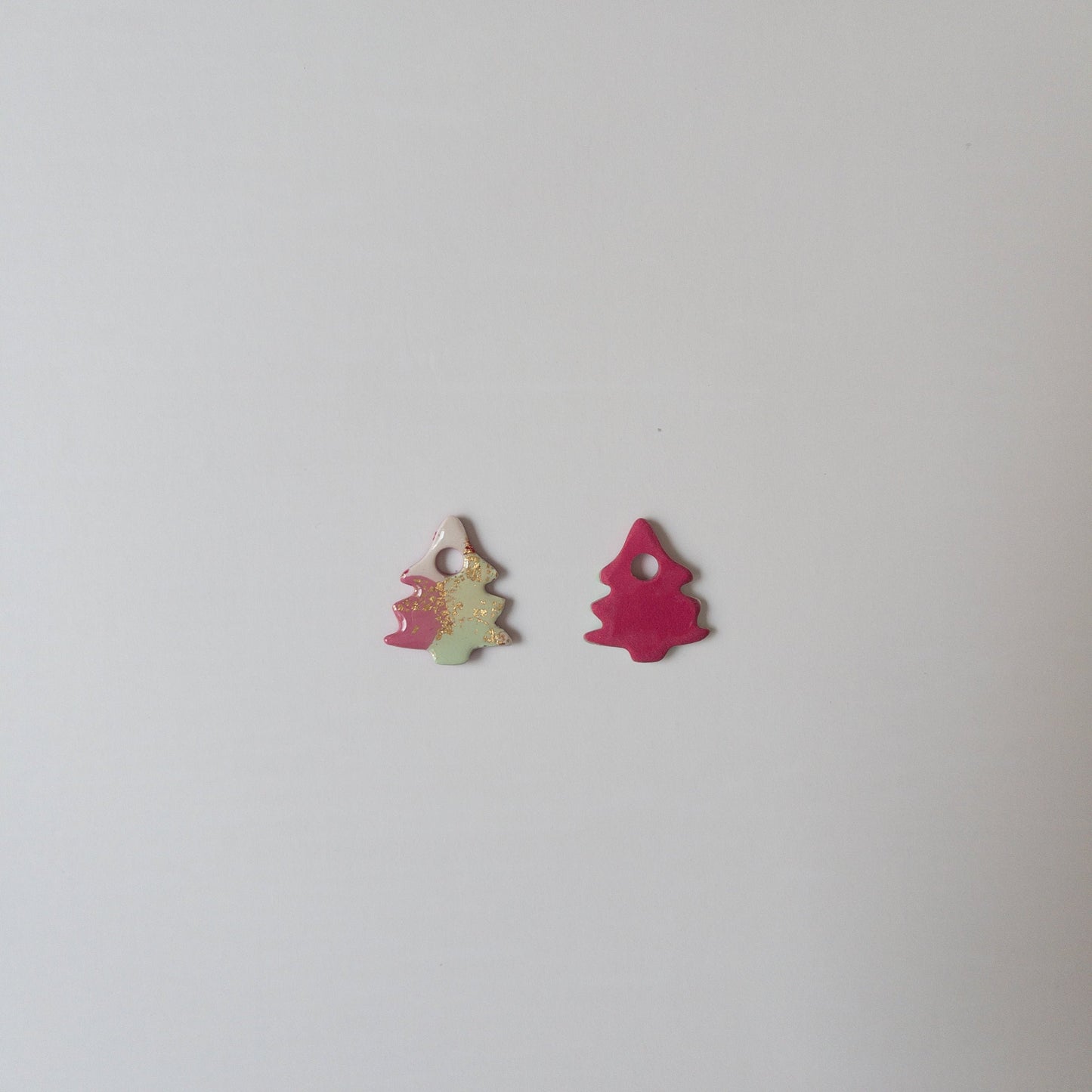 Red and Green Christmas Tree Clay Hoop Charm