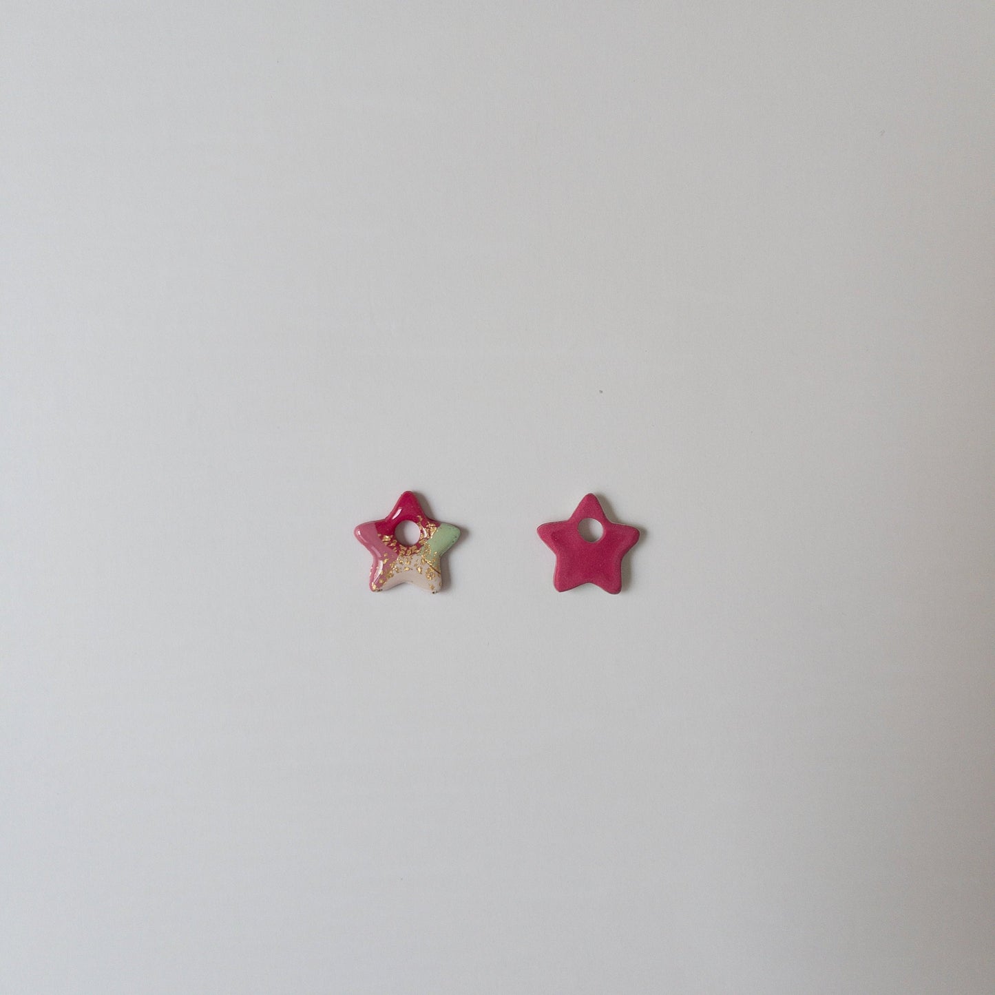 Green and Red Christmas Star Clay Hoop Charm