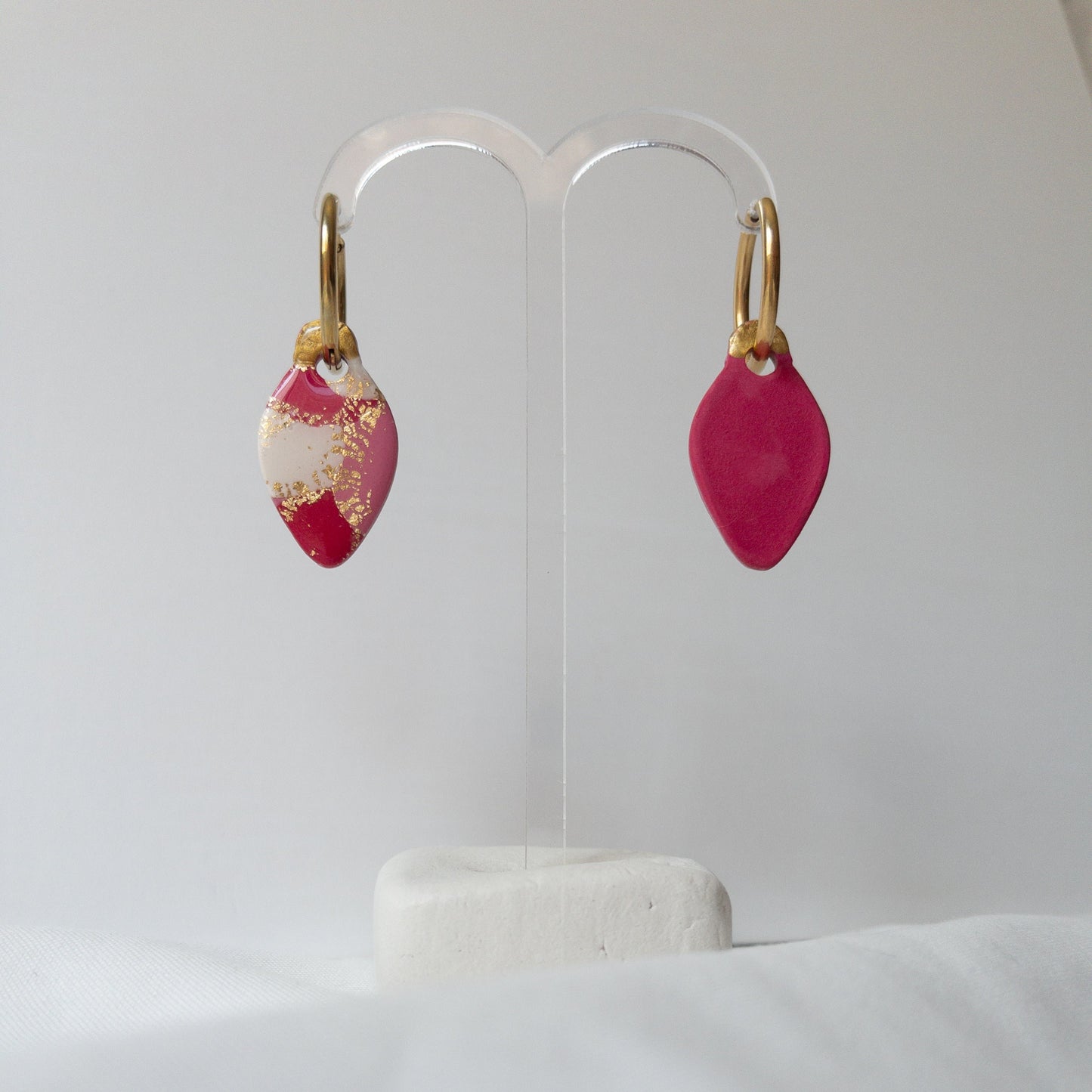 Large Red Christmas Light Clay Hoop Charm