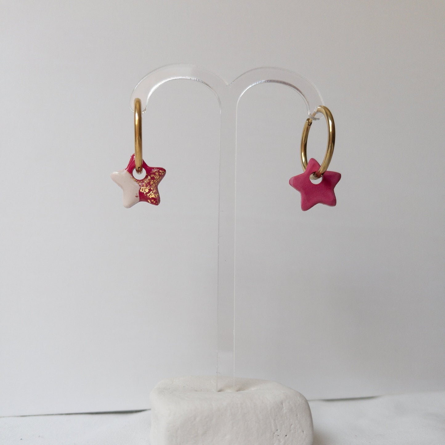 Red Christmas Star Clay Hoop Charm