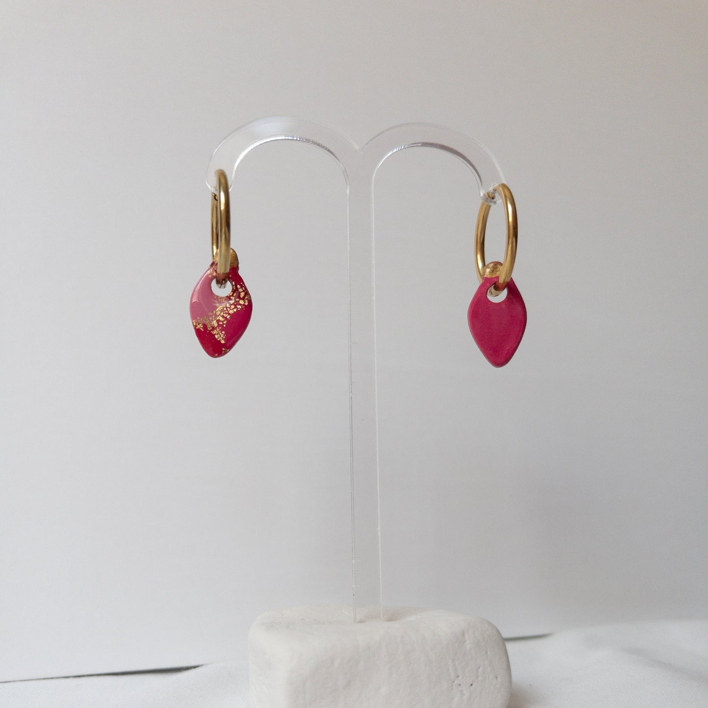 Small Red Christmas Light Clay Hoop Charm