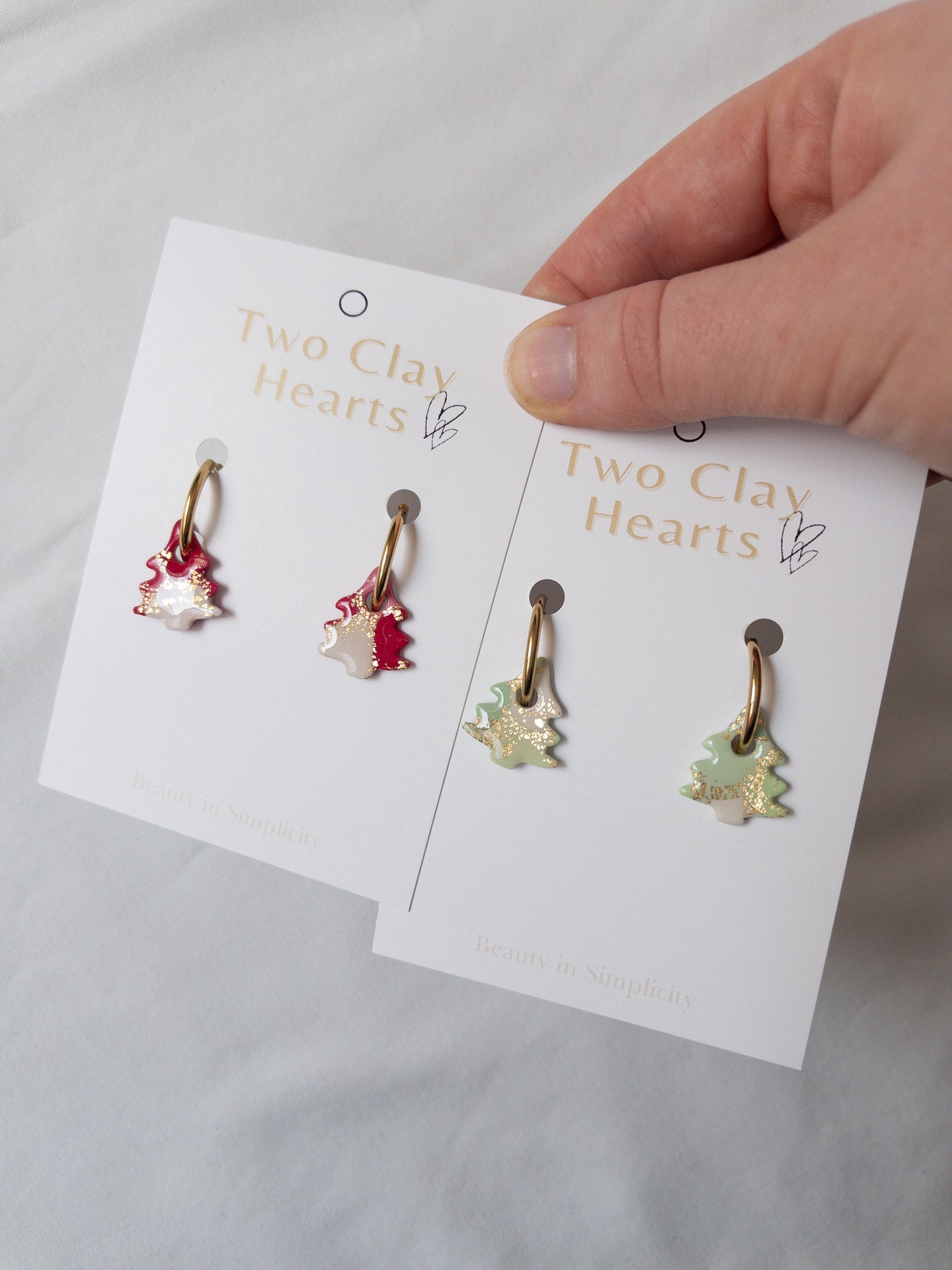 Green Christmas Tree Clay Hoop Charm