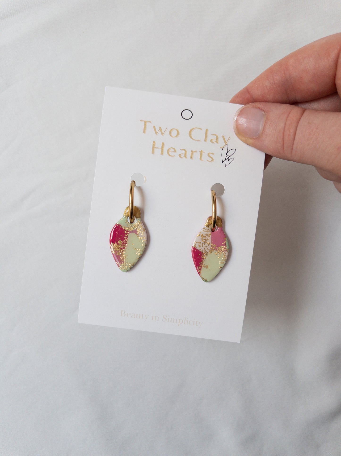 Large Green and Red Christmas Light Clay Hoop Charm