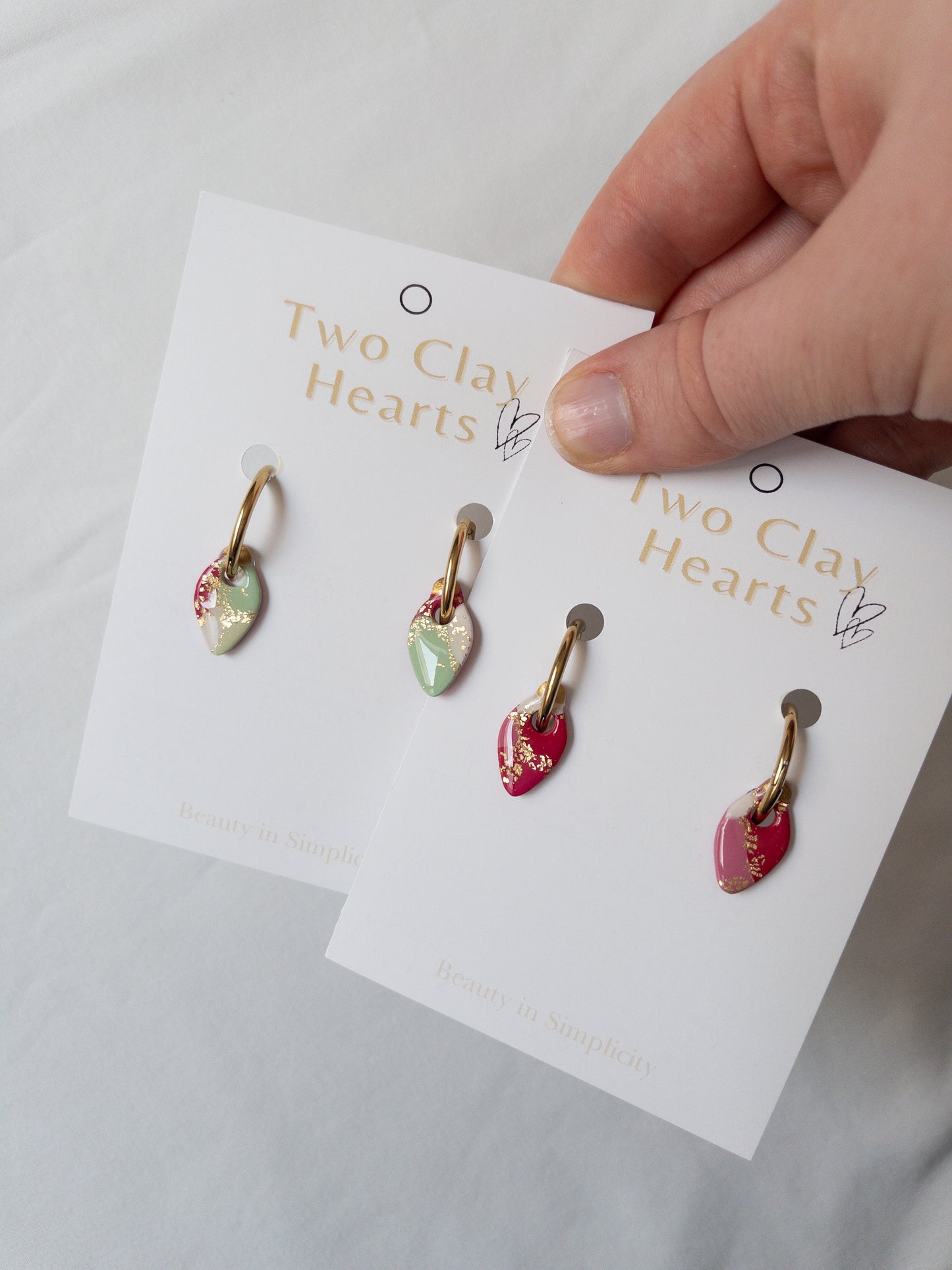 Small Red Christmas Light Clay Hoop Charm