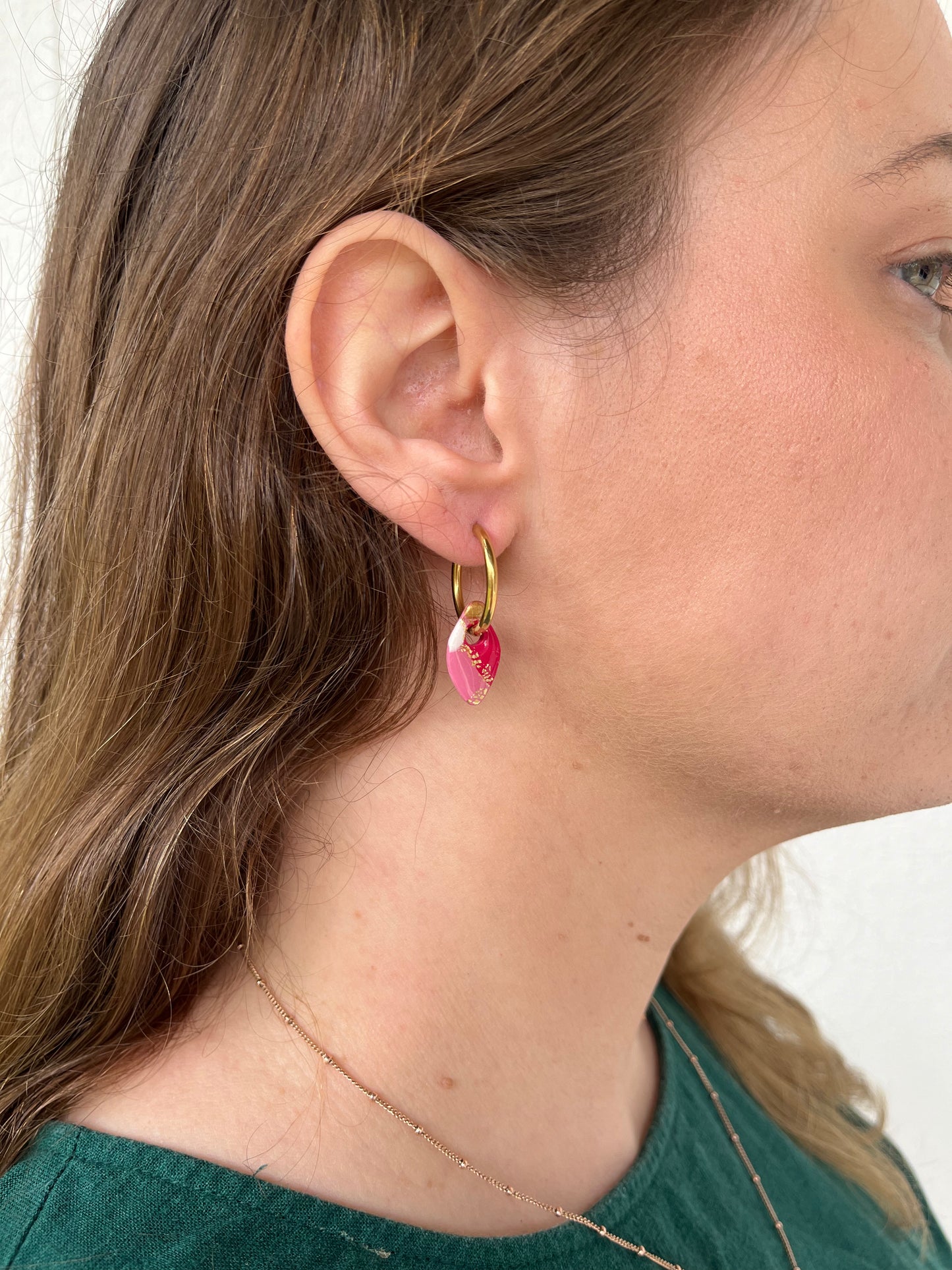 Small Red Christmas Light Clay Hoop Charm