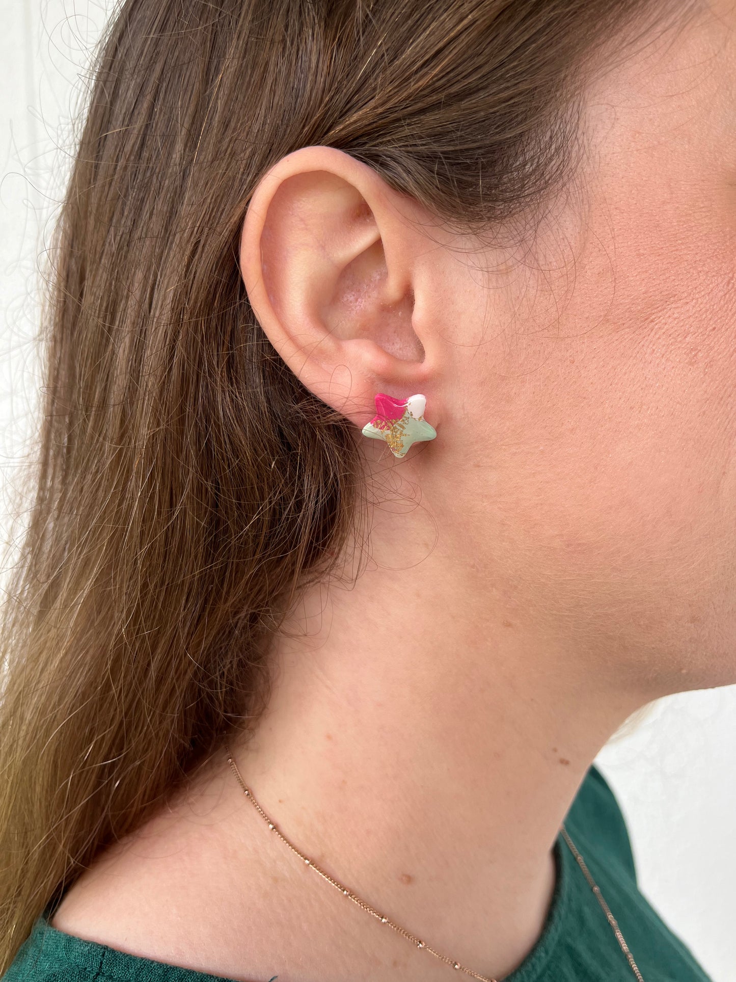 Christmas Star Polymer Clay Studs