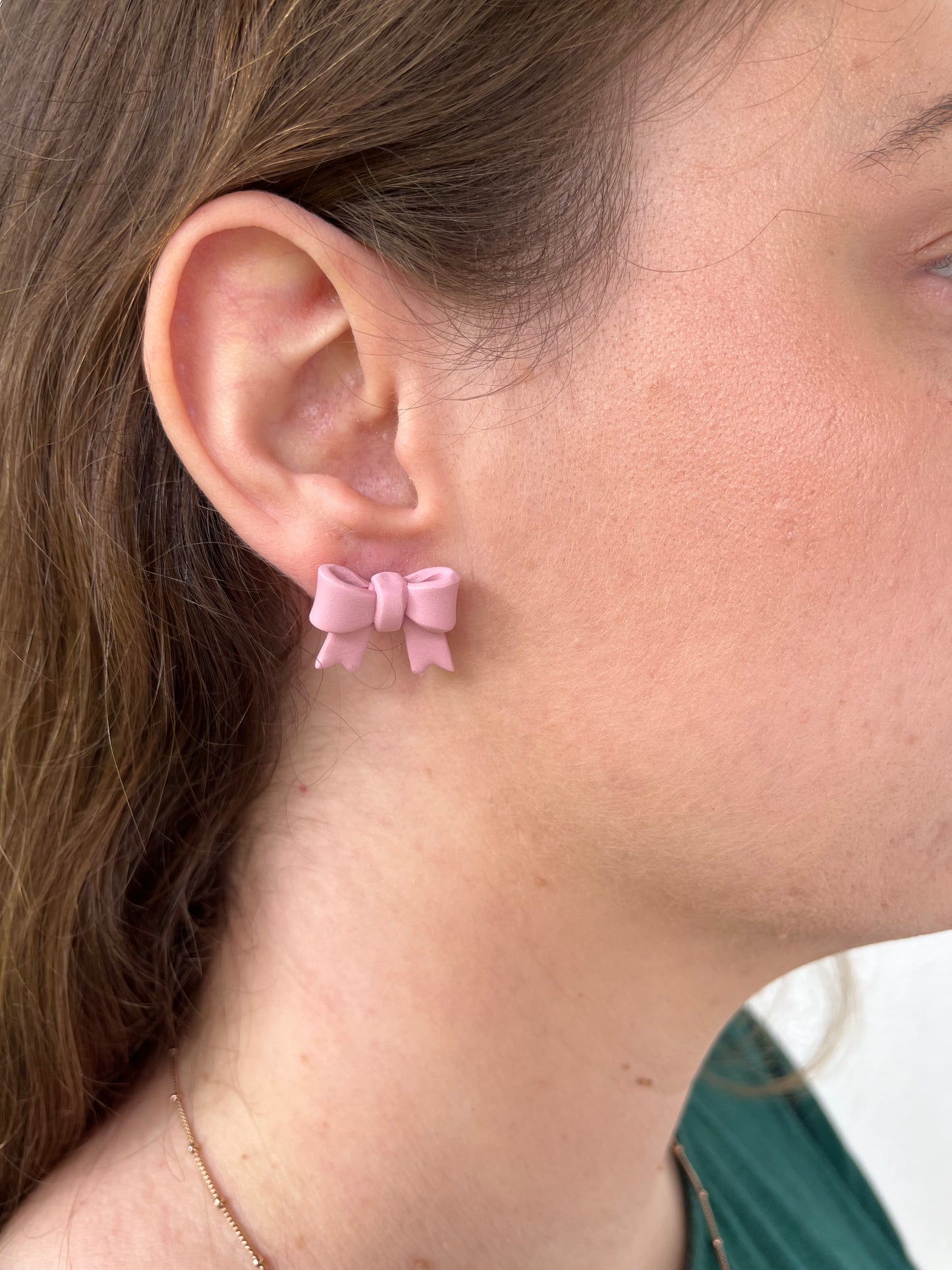 Lemon Print Pastel Clay Bow Stud Earrings