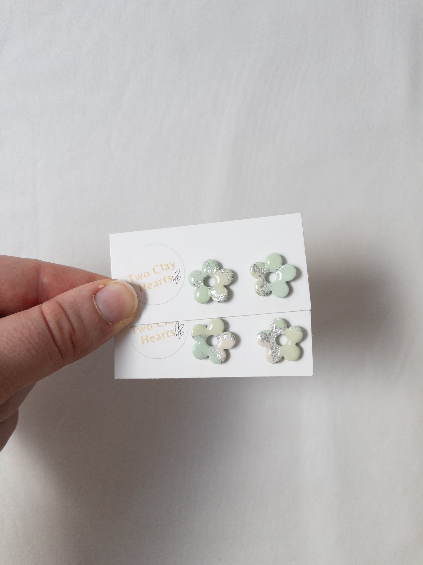 Pastel Gold Leaf Flower Studs