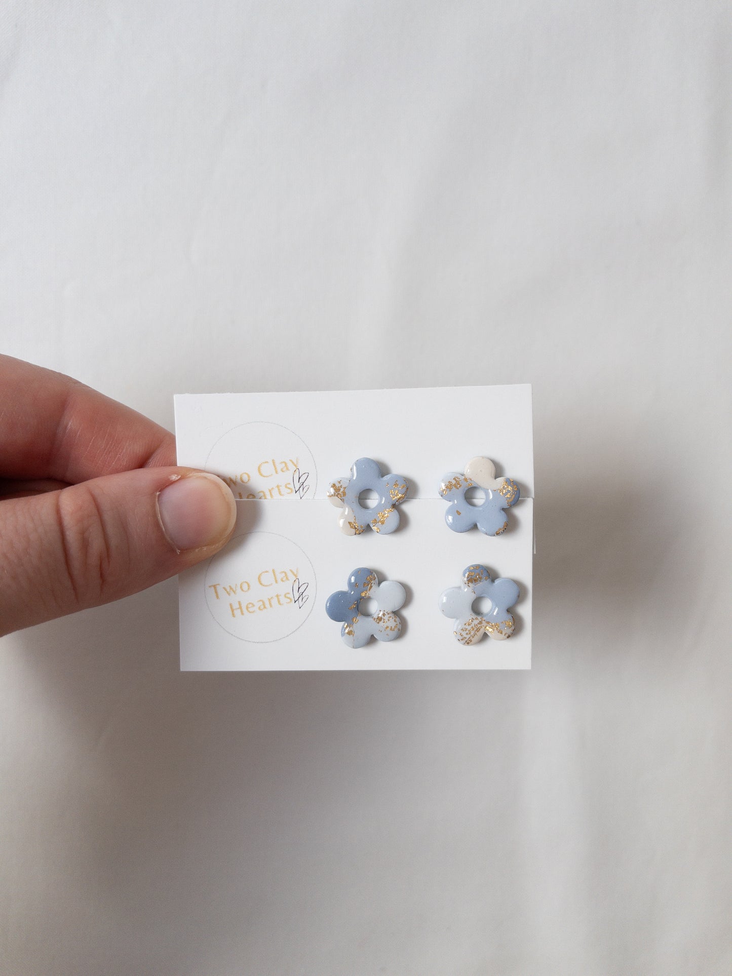 Pastel Gold Leaf Flower Studs