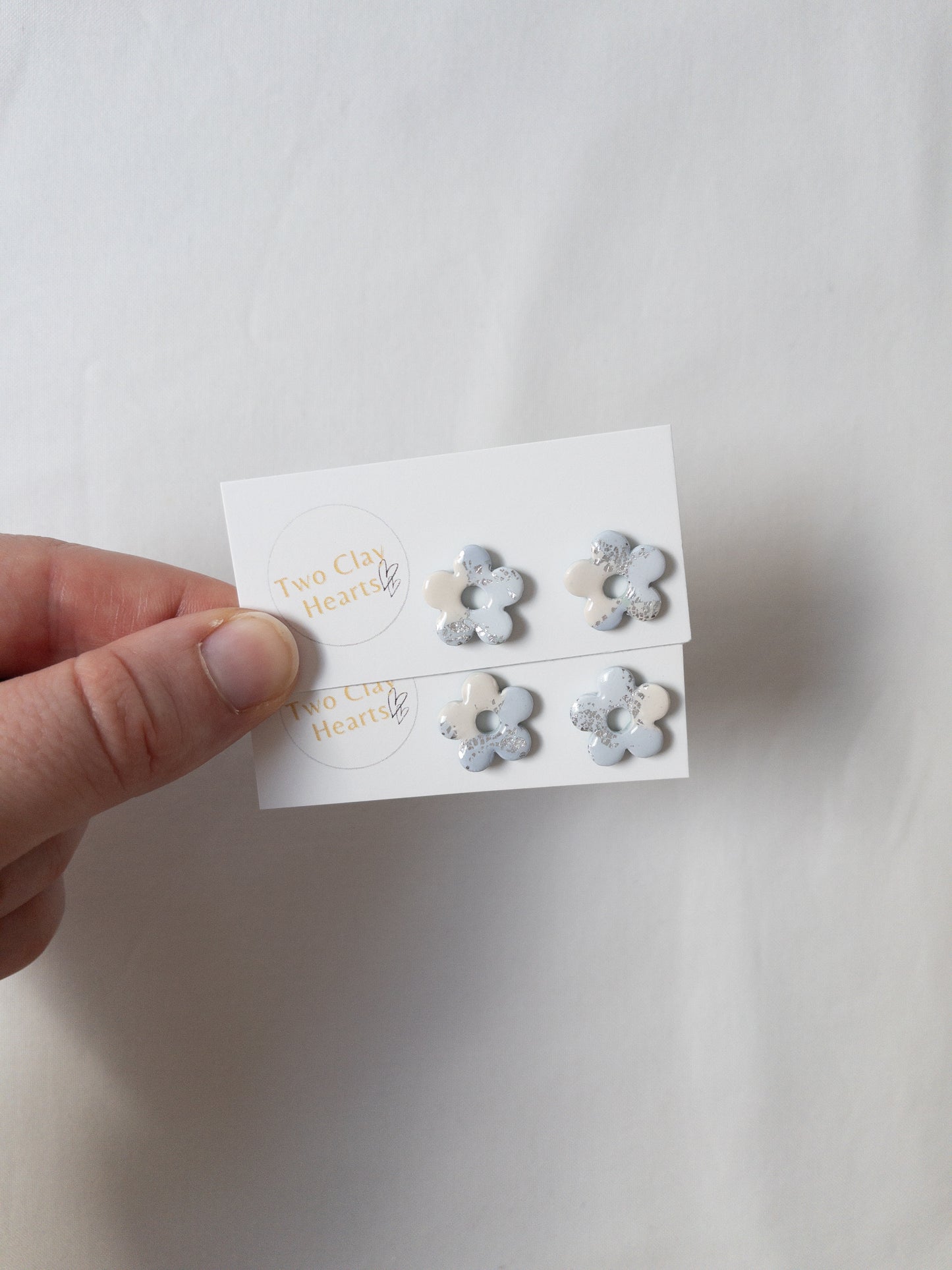 Pastel Silver Leaf Flower Studs