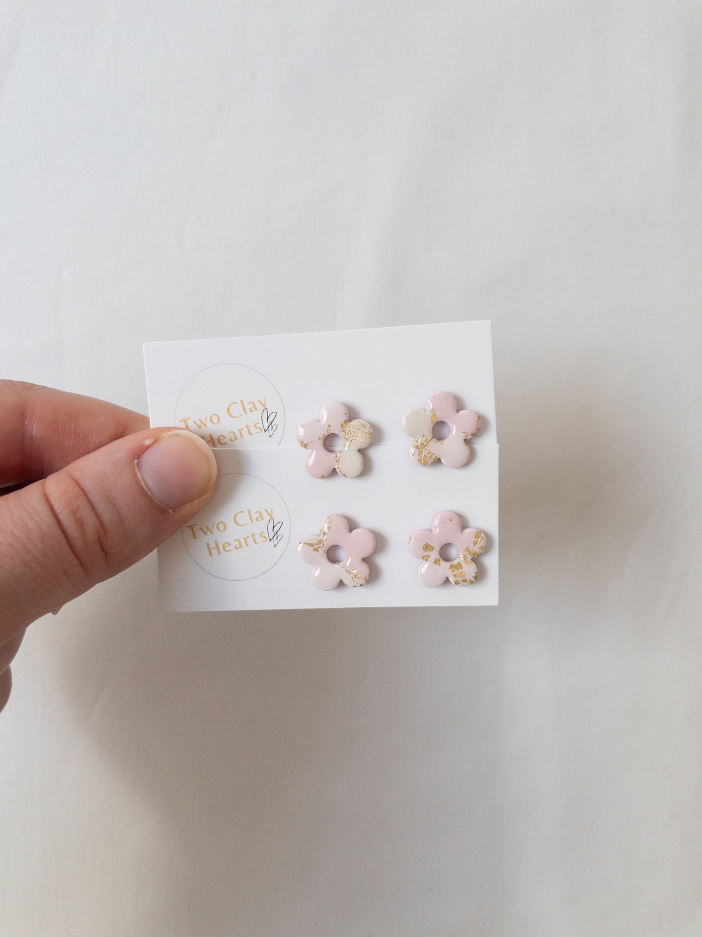 Pastel Gold Leaf Flower Studs