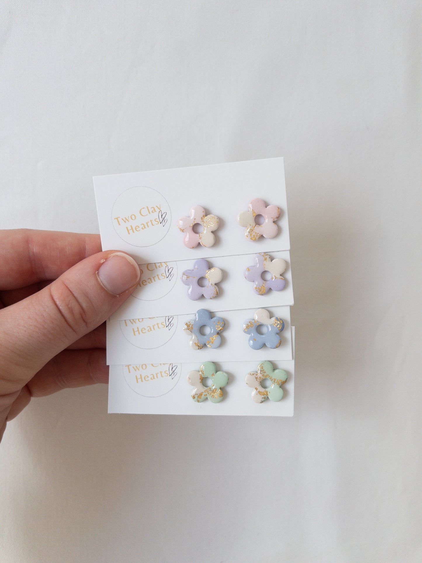 Pastel Gold Leaf Flower Studs