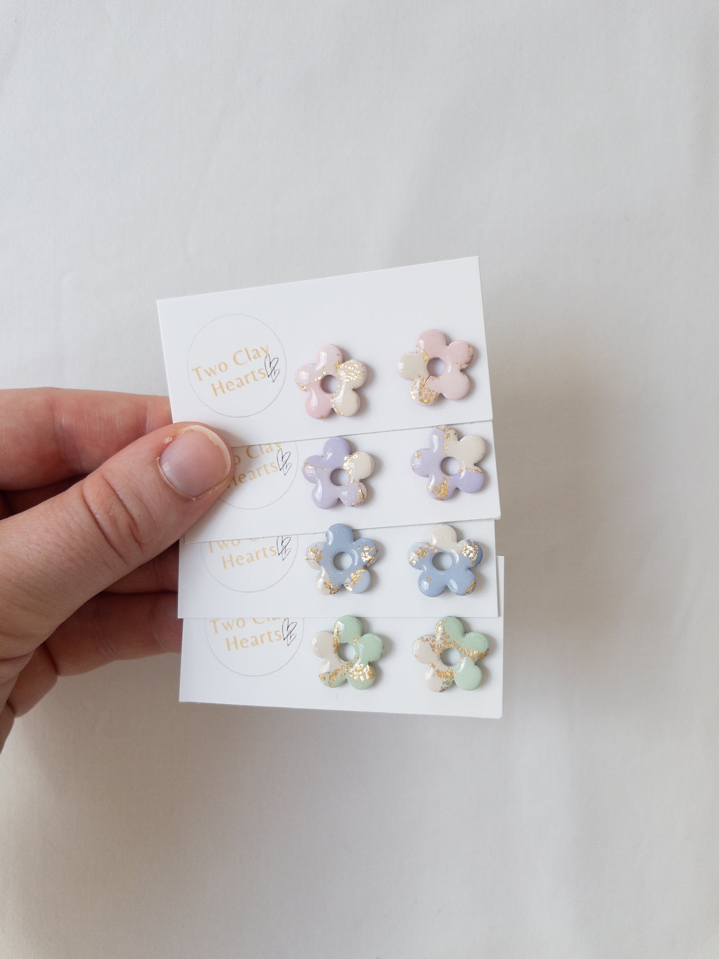 Pastel Gold Leaf Flower Studs