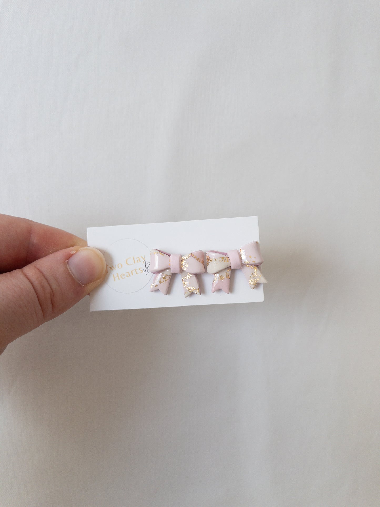 Pastel Gold Leaf Bow Studs