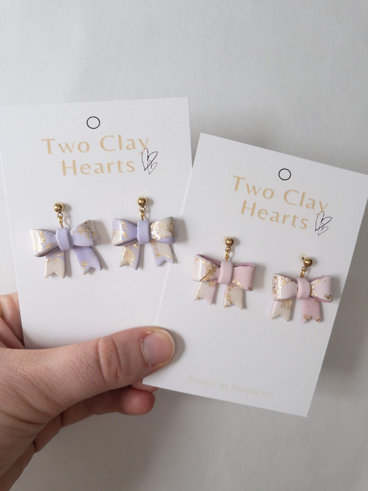 Pastel Pink Gold Leaf Bow Dangles