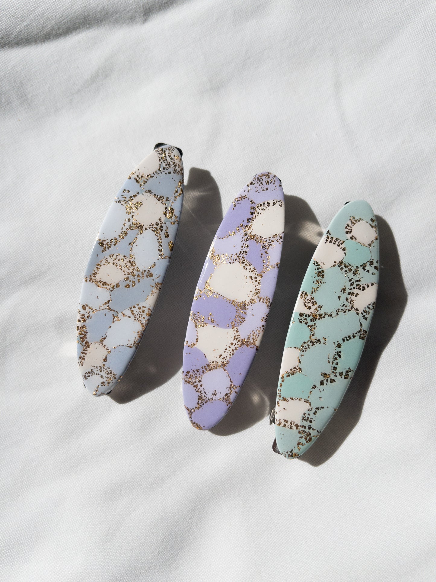 Green and Gold Oval Hair Barrette