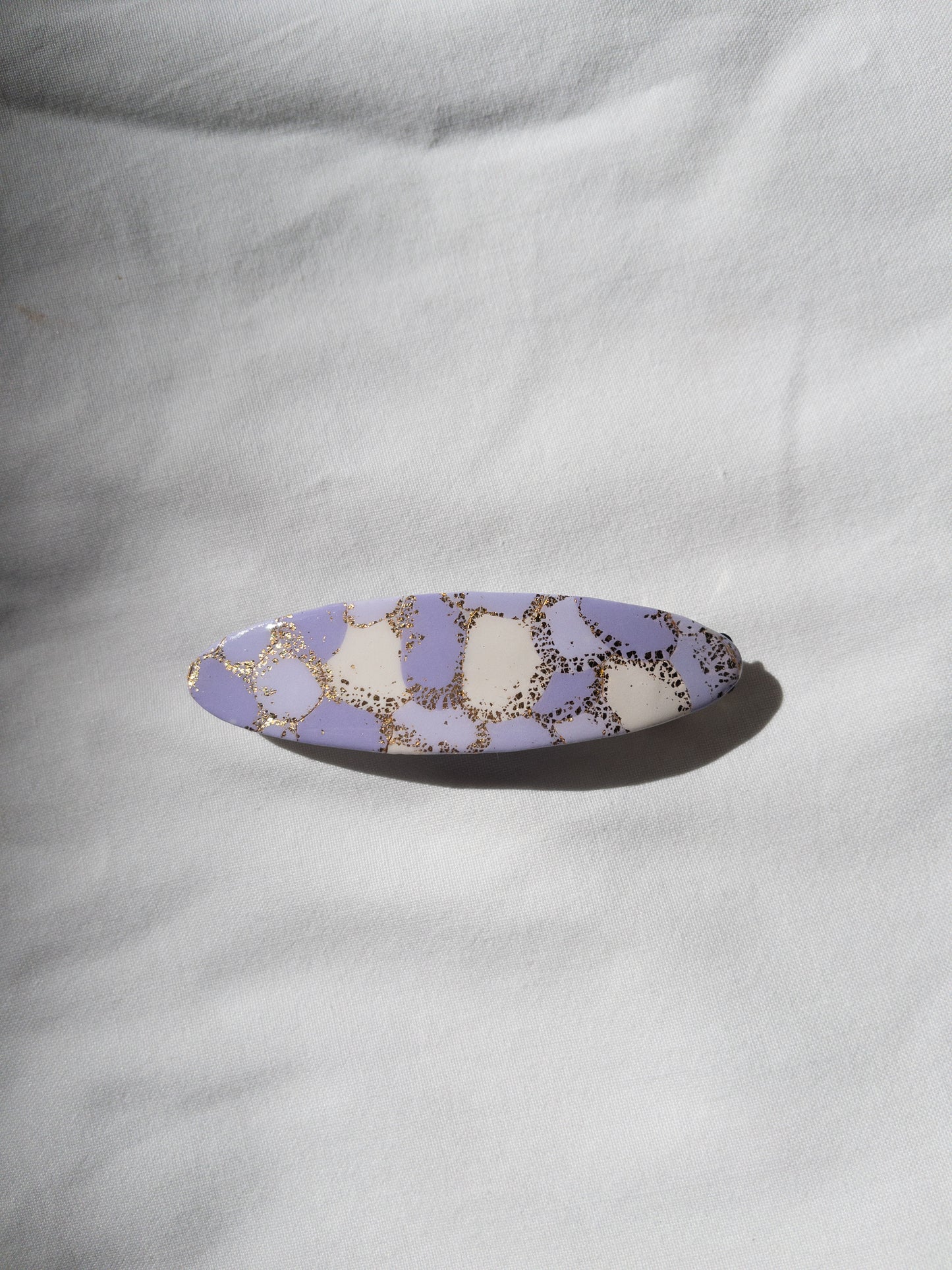 Purple and Gold Oval Hair Barrette