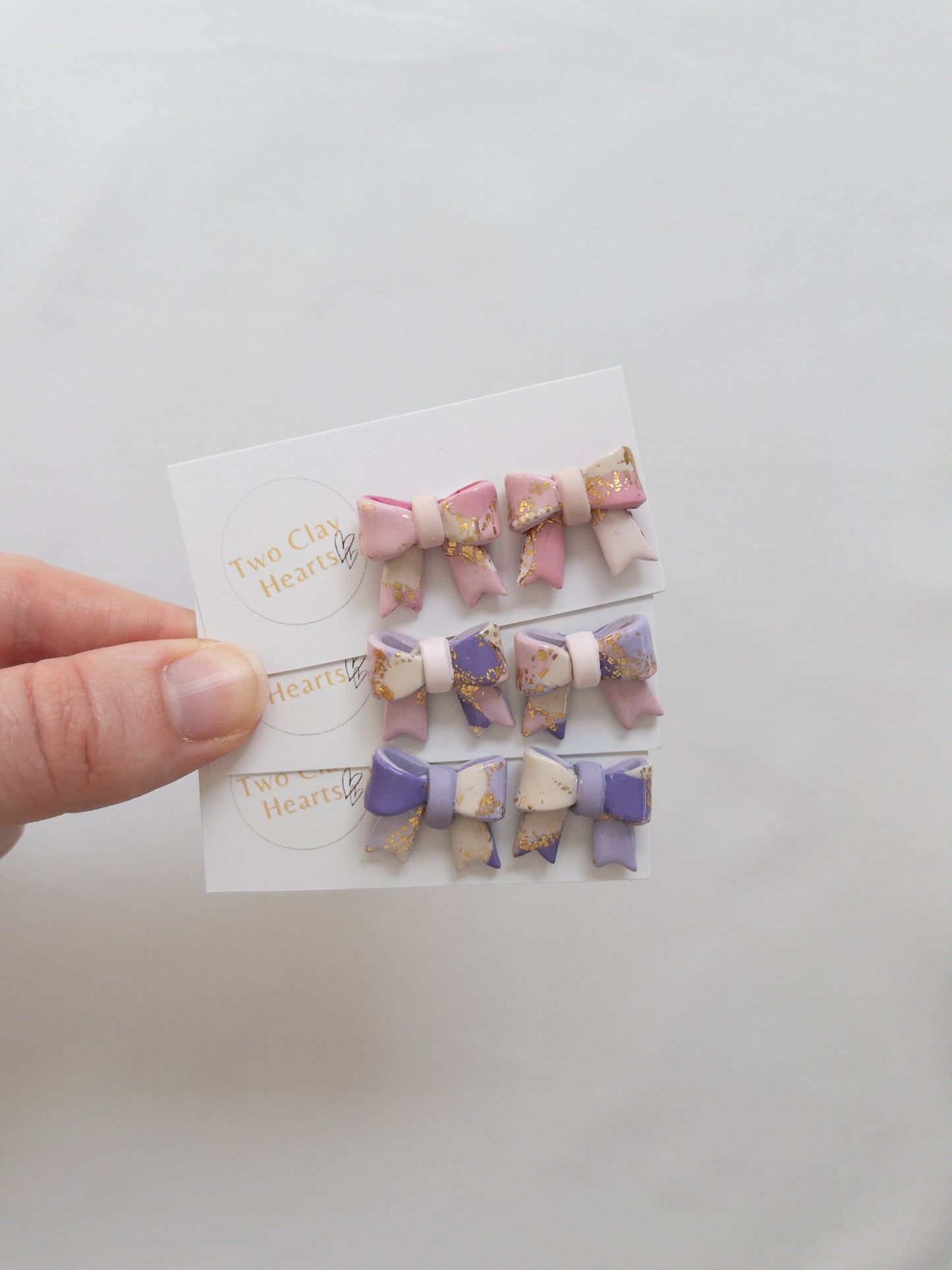 Pastel Gold Leaf Bow Studs