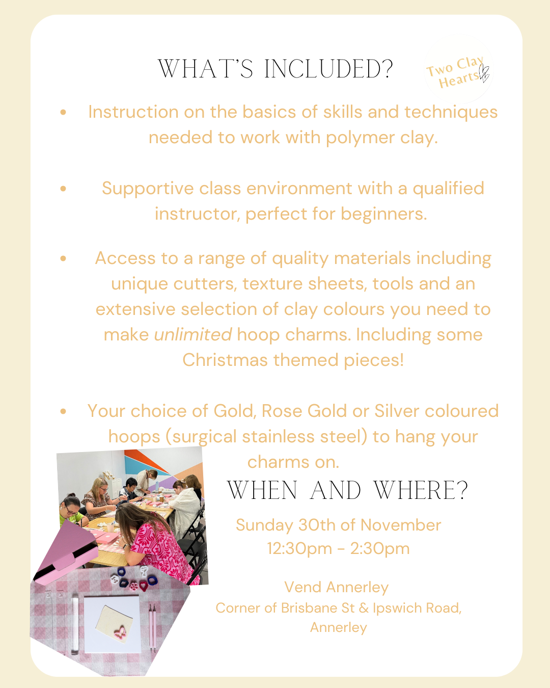 Polymer Clay Hoop Charms Workshop - Sunday 30th November