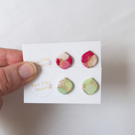 Christmas Teardrop Polymer Clay Studs