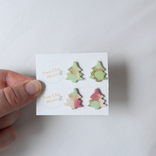 Christmas Tree Polymer Clay Studs