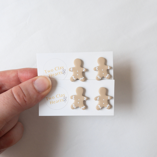 Gingerbread Man Polymer Clay Studs