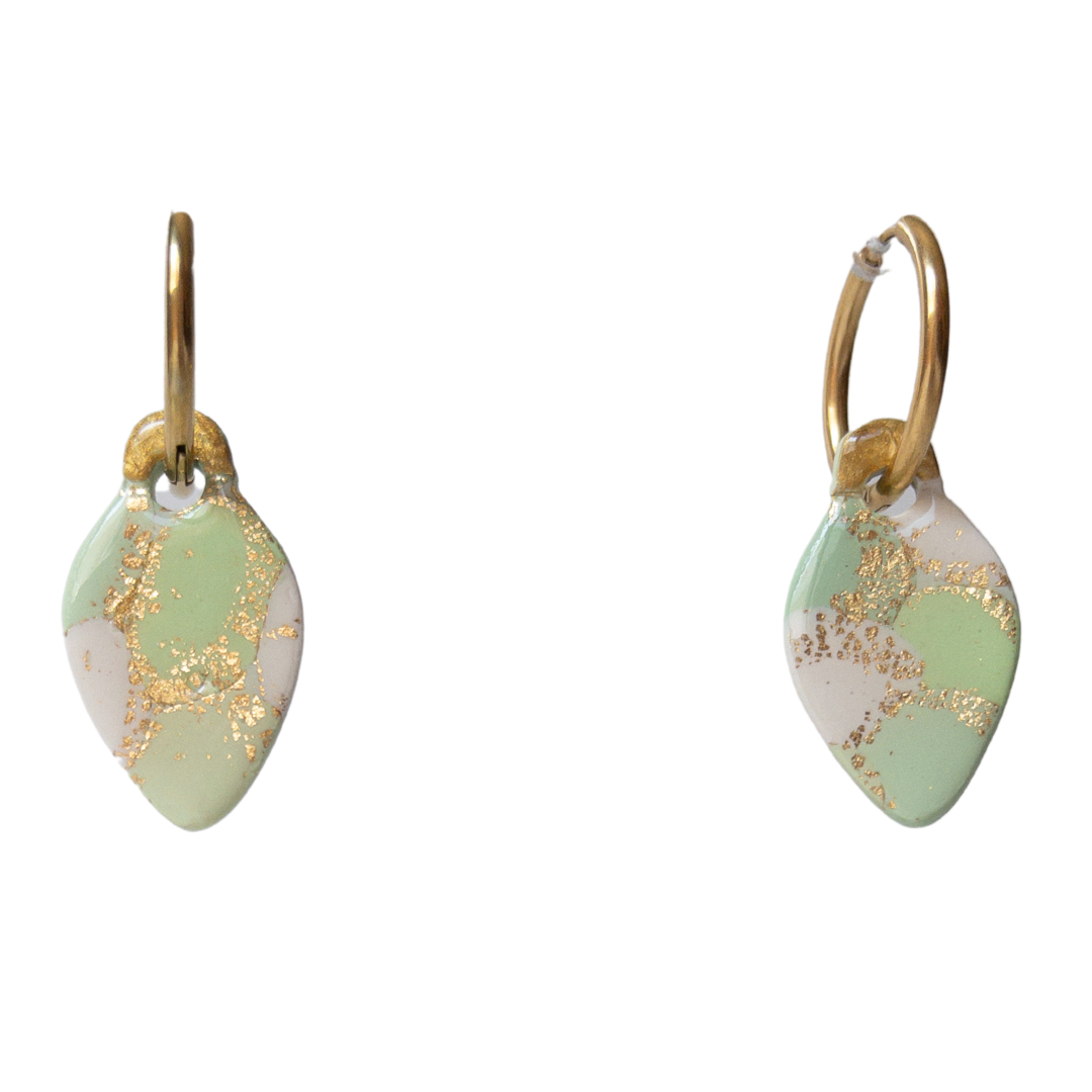 Large Green Christmas Light Clay Hoop Charm