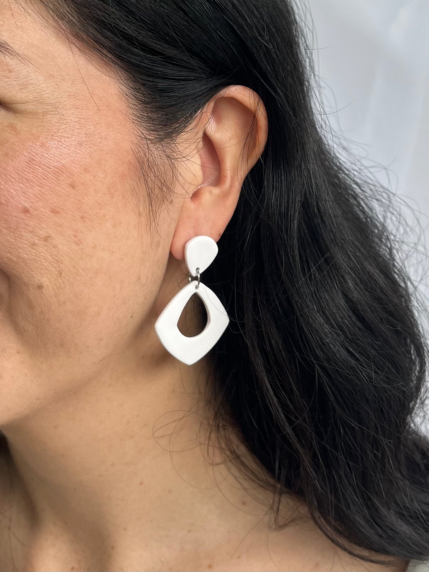 Tan and Rose Gold Teardrop Clay Earring