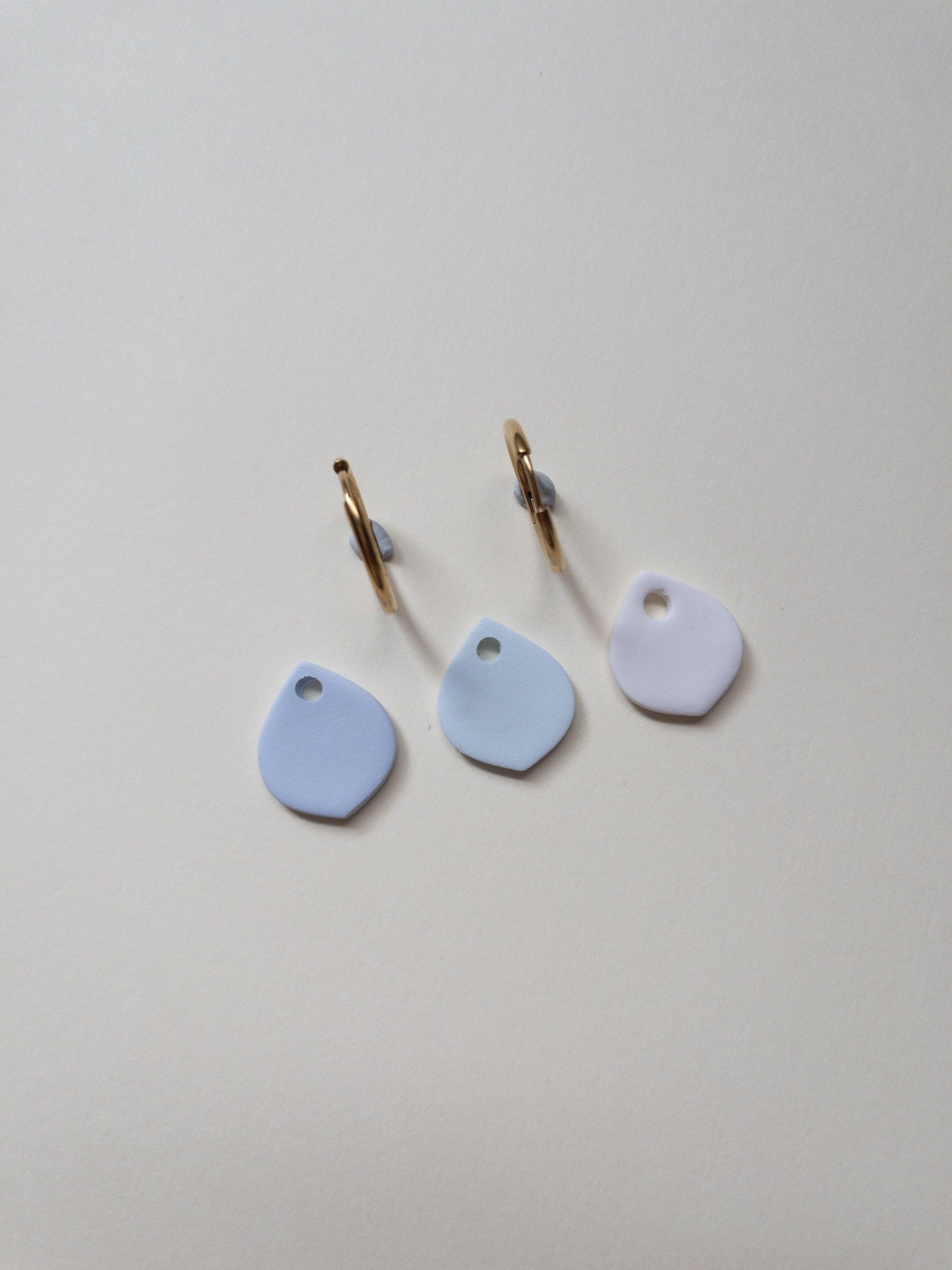 Simple Blue Clay Teardrop Hoops - Two Clay Hearts