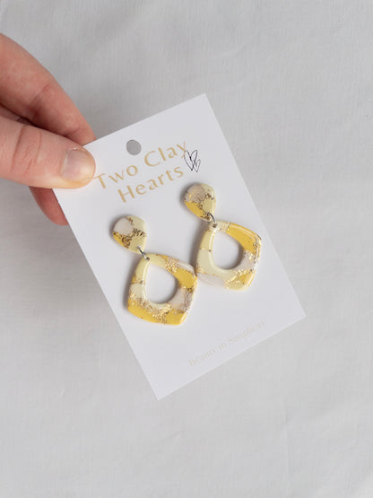 Summer Yellow Gold Teardrop Clay Earring