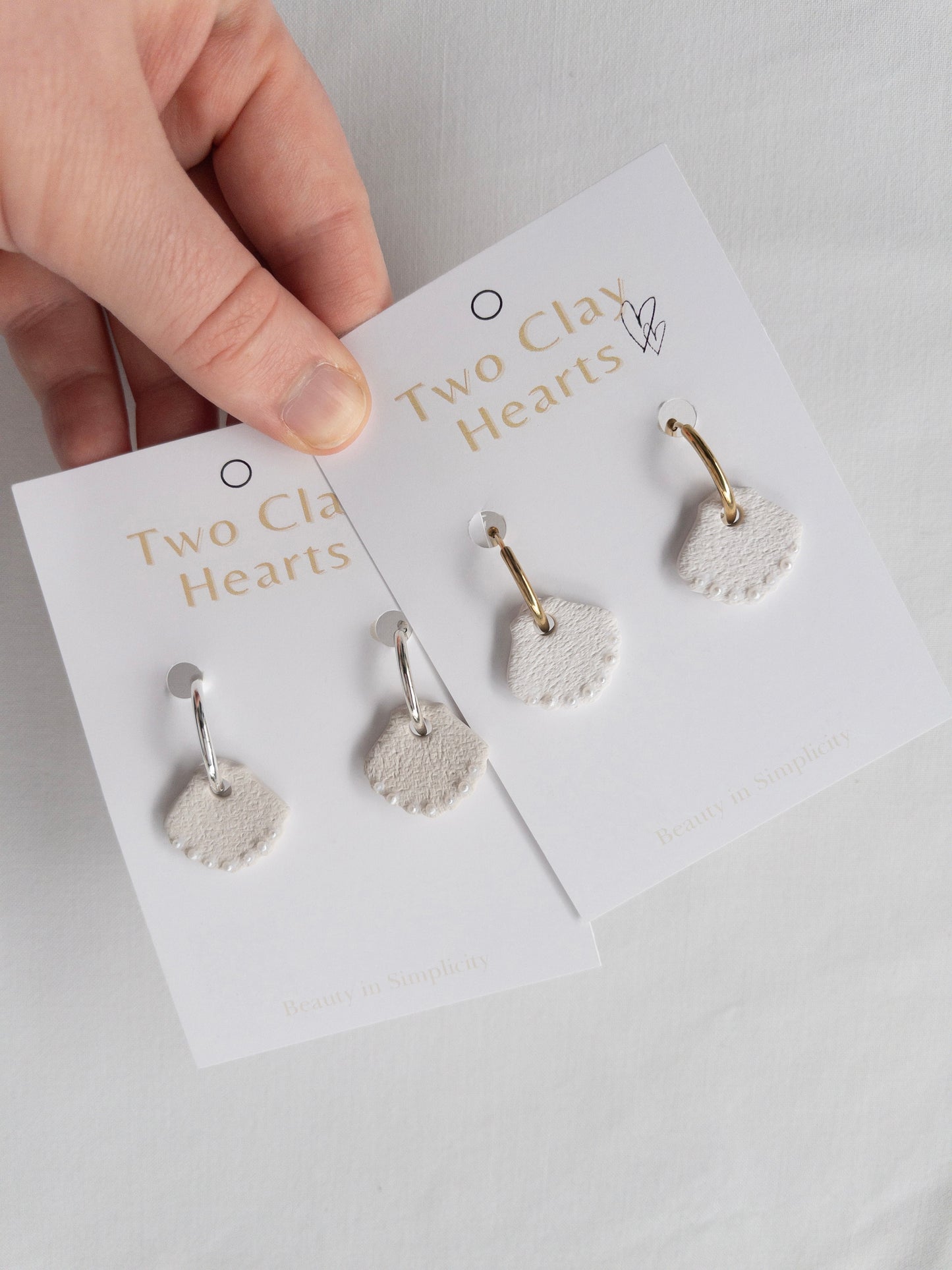 White Shell Charm Hoop Earrings