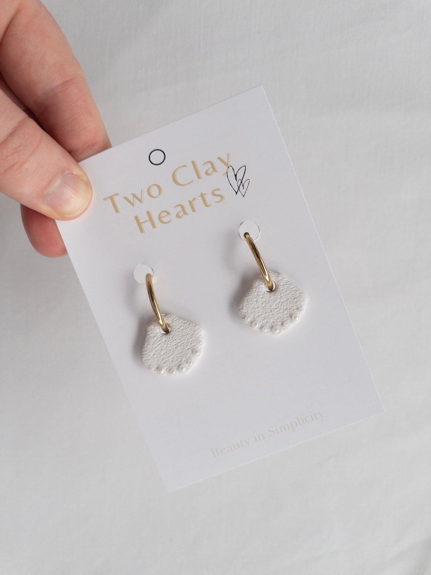 White Shell Charm Hoop Earrings