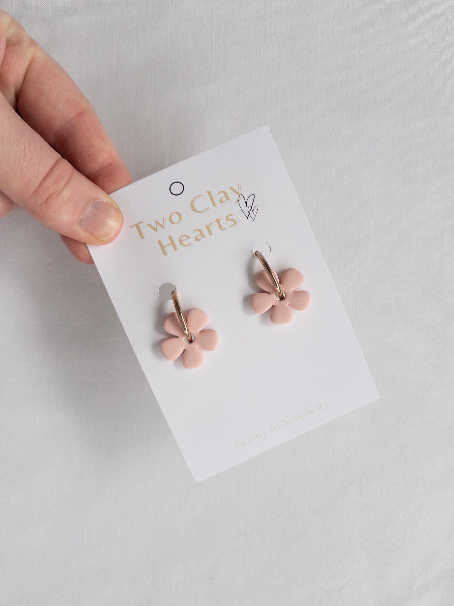 Peach 70's Flower Clay Hoop Earrings