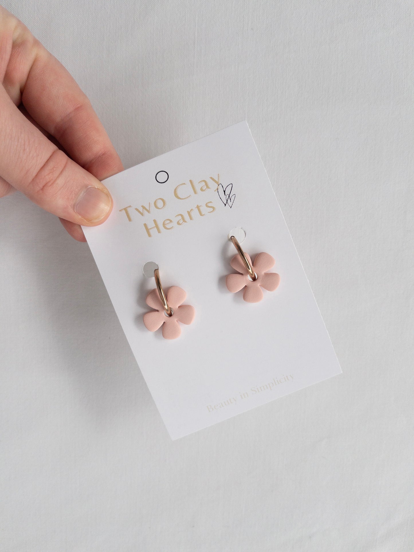 Peach 70's Flower Clay Hoop Earrings