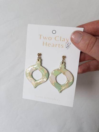 Green and Gold Christmas Bauble Earring